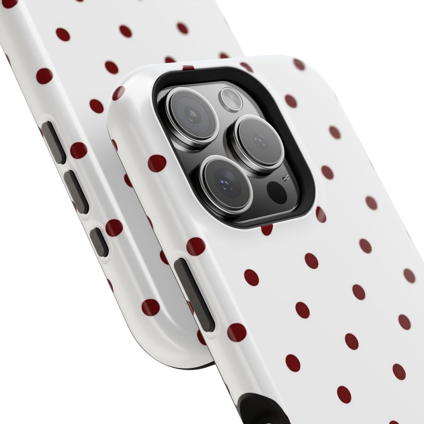 Polka Dot Magnetic Impact-Resistant Phone Case — Red Dots on White