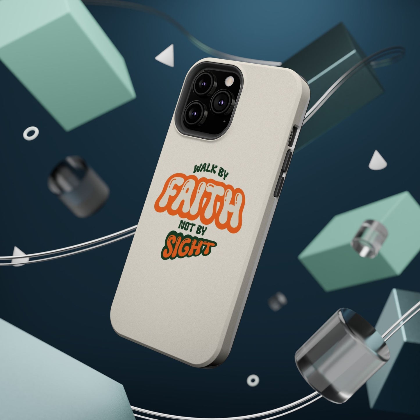 Magnetic Impact-Resistant Case — "Walk by Faith Not by Sight" Inspirational Phone Cover