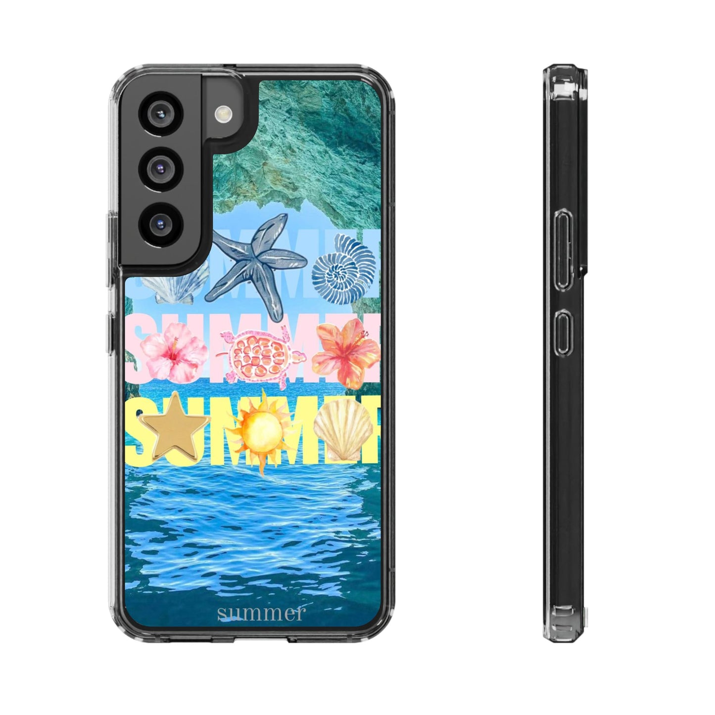 Clear Summer Beach Phone Case — Impact‑Resistant Tropical Design