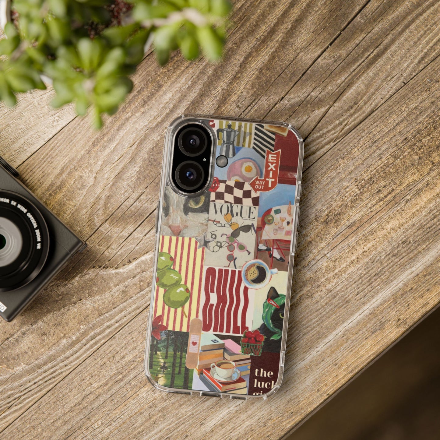 Collage Vintage Aesthetic Clear Impact-Resistant Phone Case