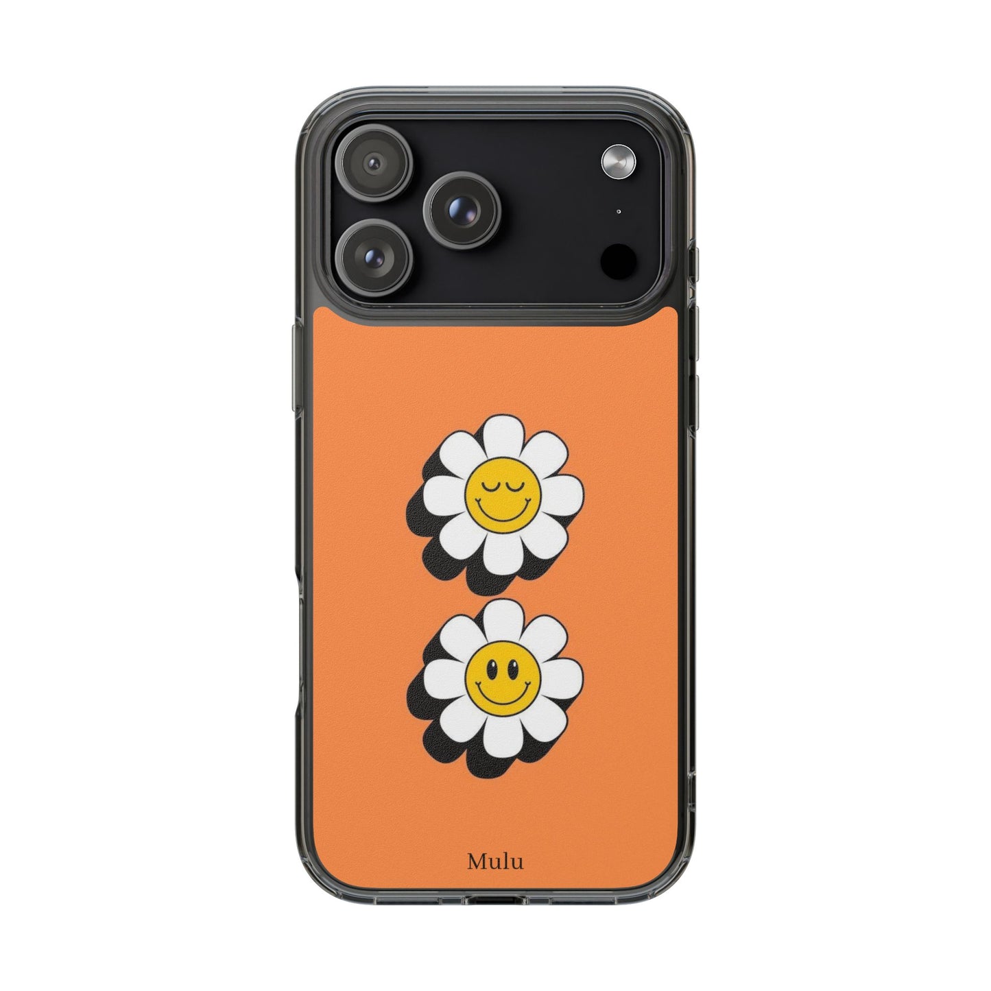 Phone Case — Orange Smiley Daisy Clear Impact‑Resistant Case