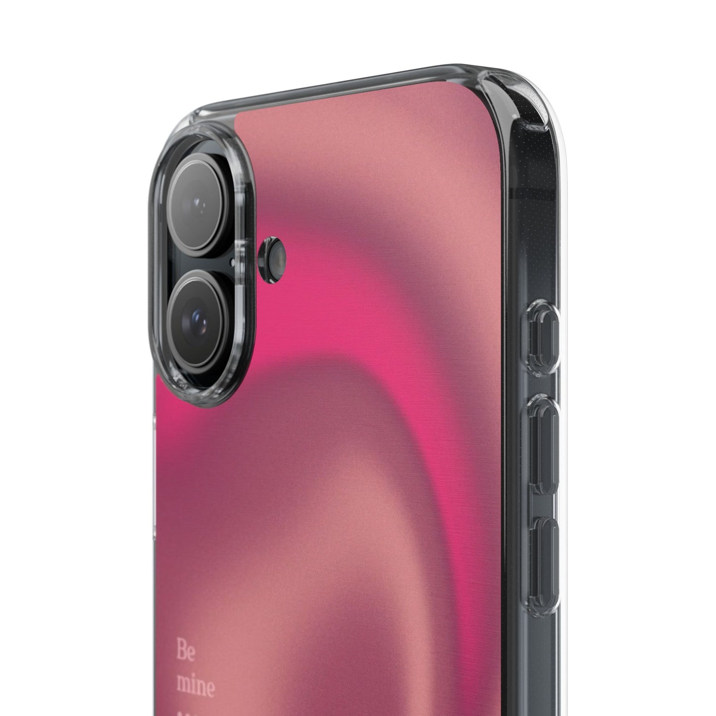 Clear Impact Phone Case — Pink Satin Swirl "Be mine" Design