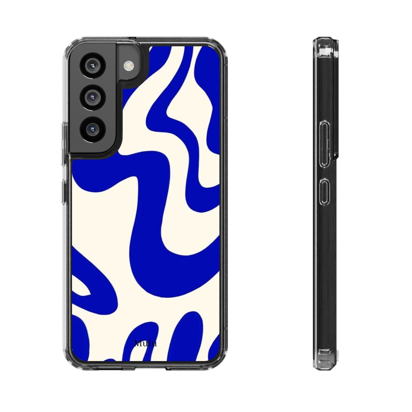 Clear Impact-Resistant Case — Blue Abstract Wavy Pattern