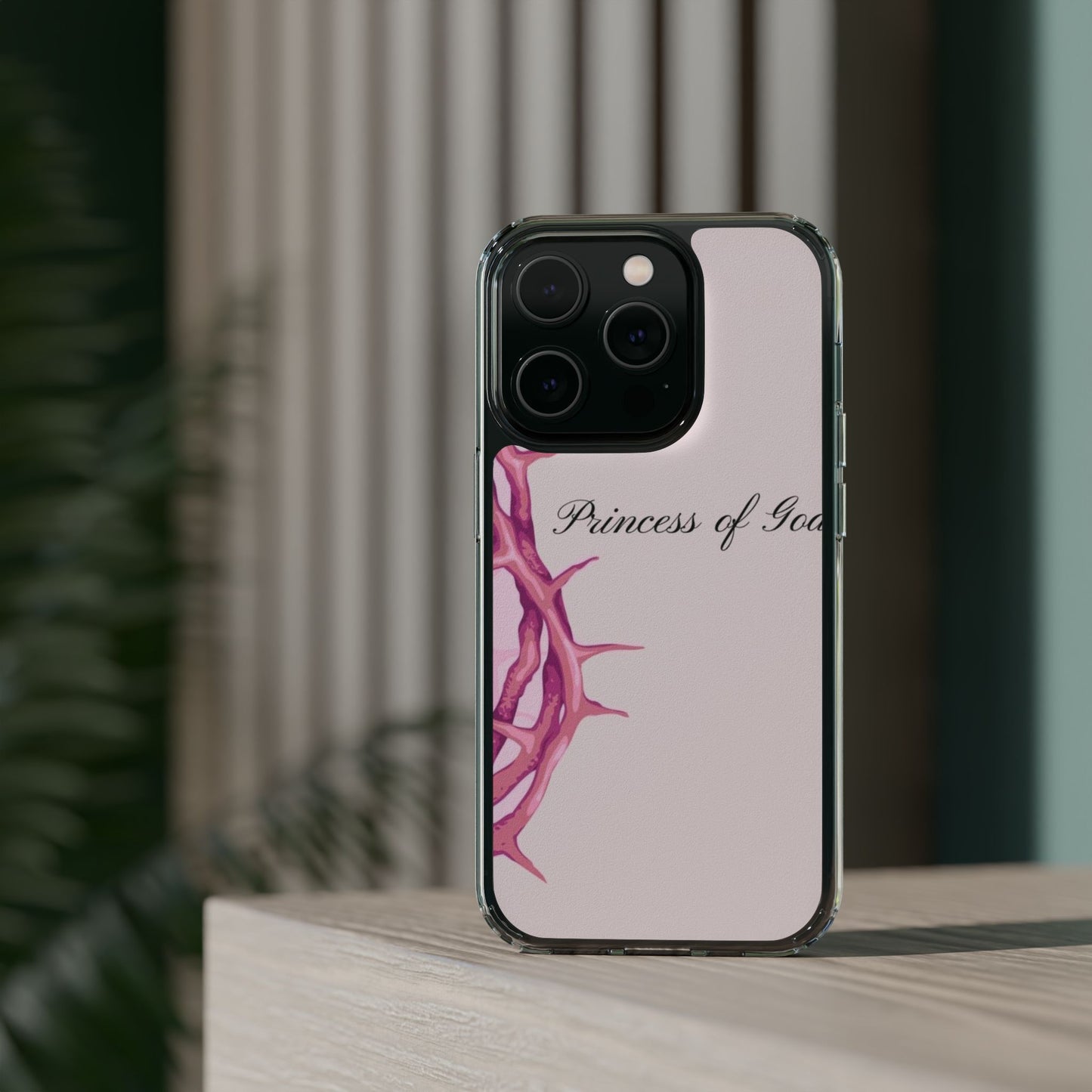 Phone Case — "Princess of God" Pink Crown of Thorns Clear Impact-Resistant Case