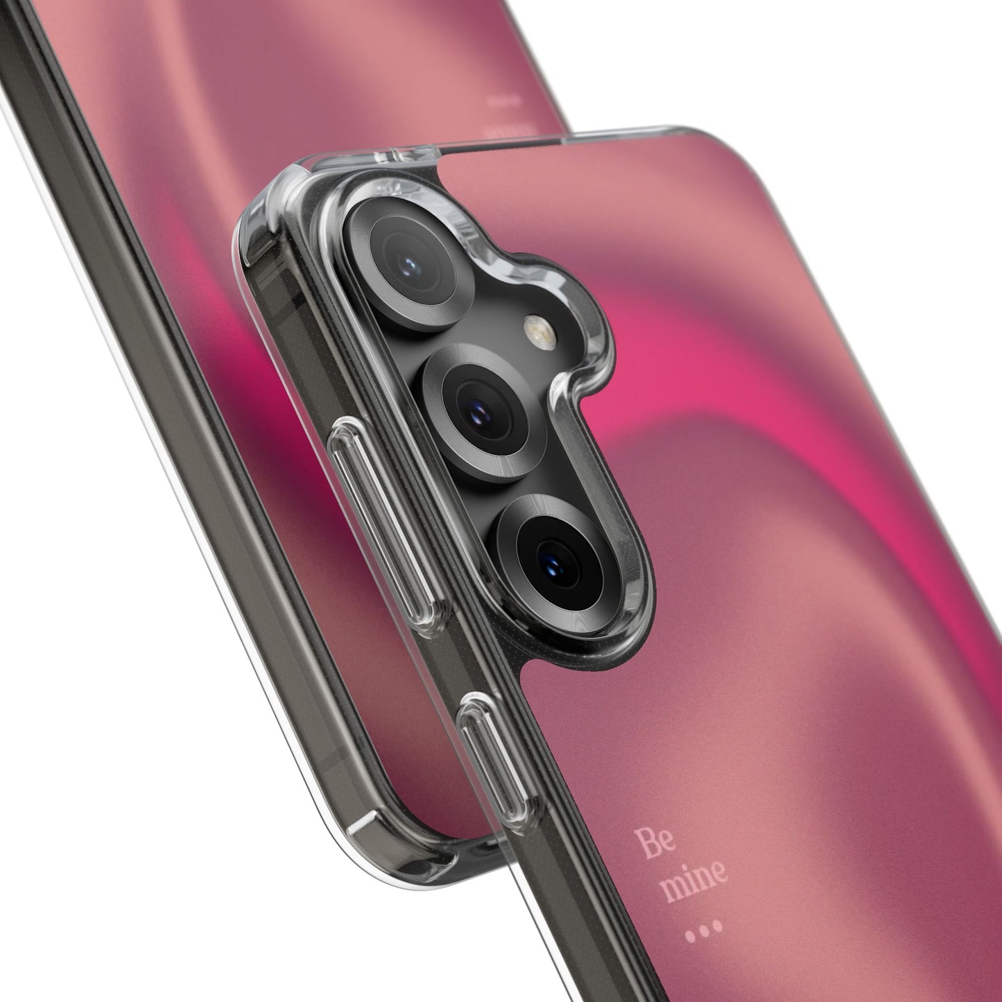 Clear Impact Phone Case — Pink Satin Swirl "Be mine" Design