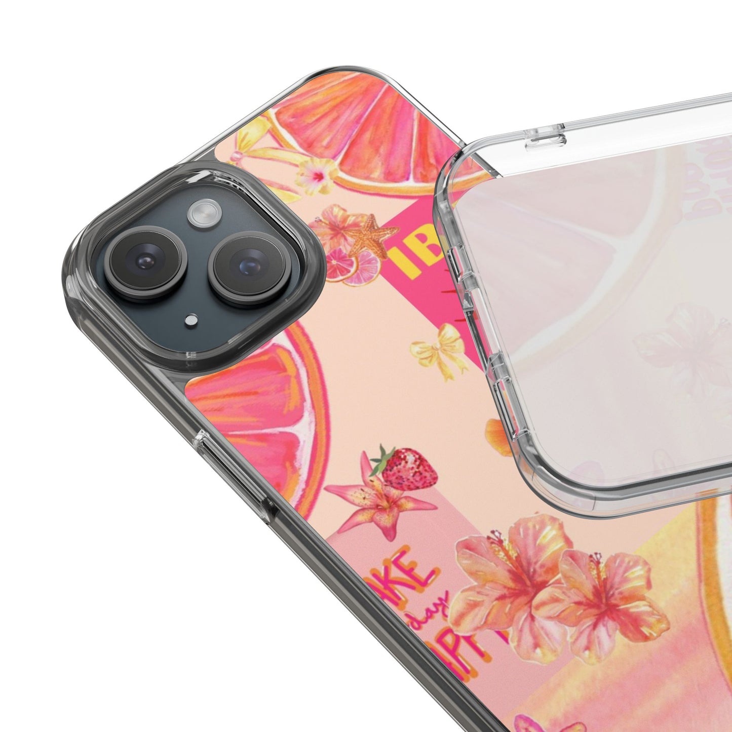 Clear Impact Phone Case — Pink Ibiza Citrus Floral Design