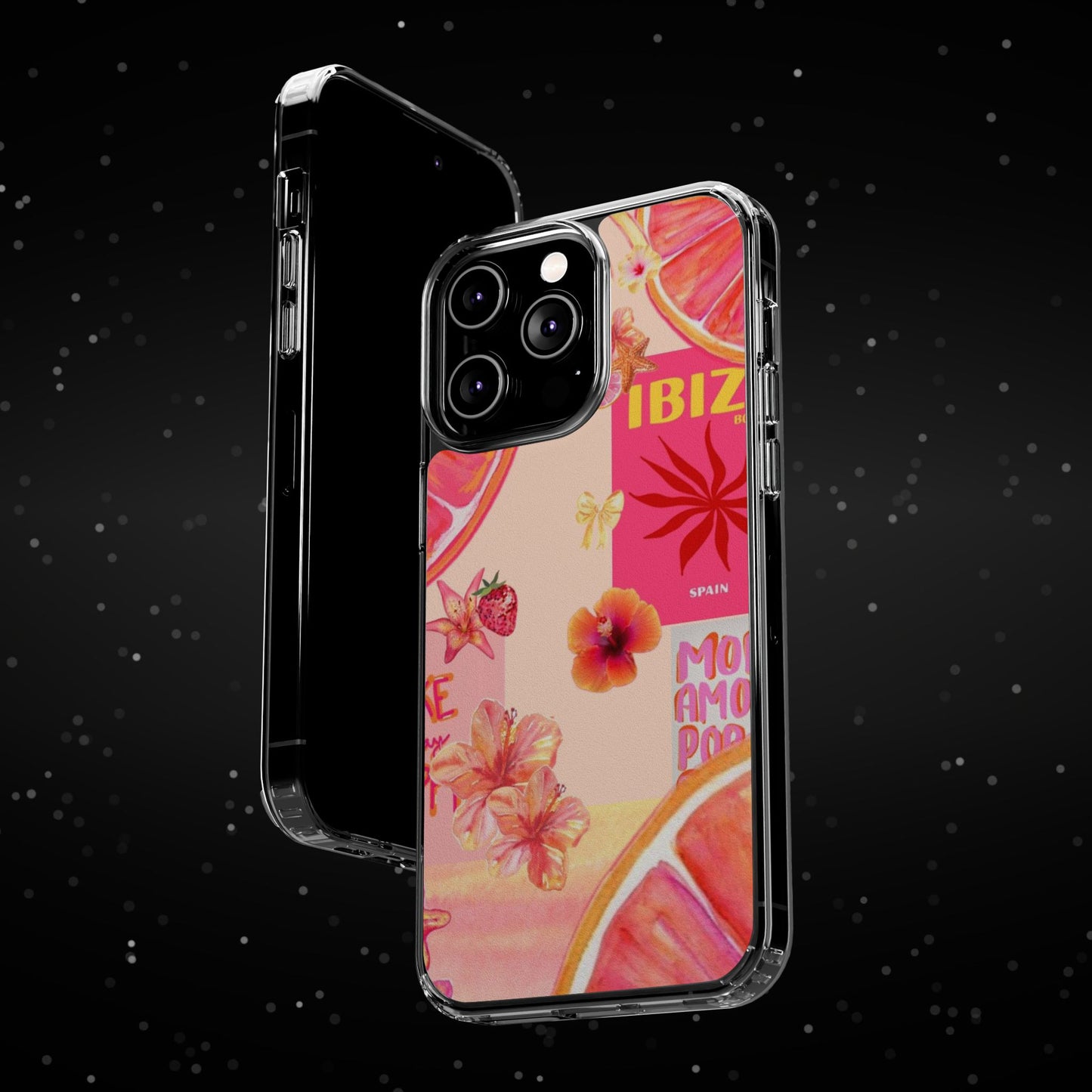 Clear Impact Phone Case — Pink Ibiza Citrus Floral Design