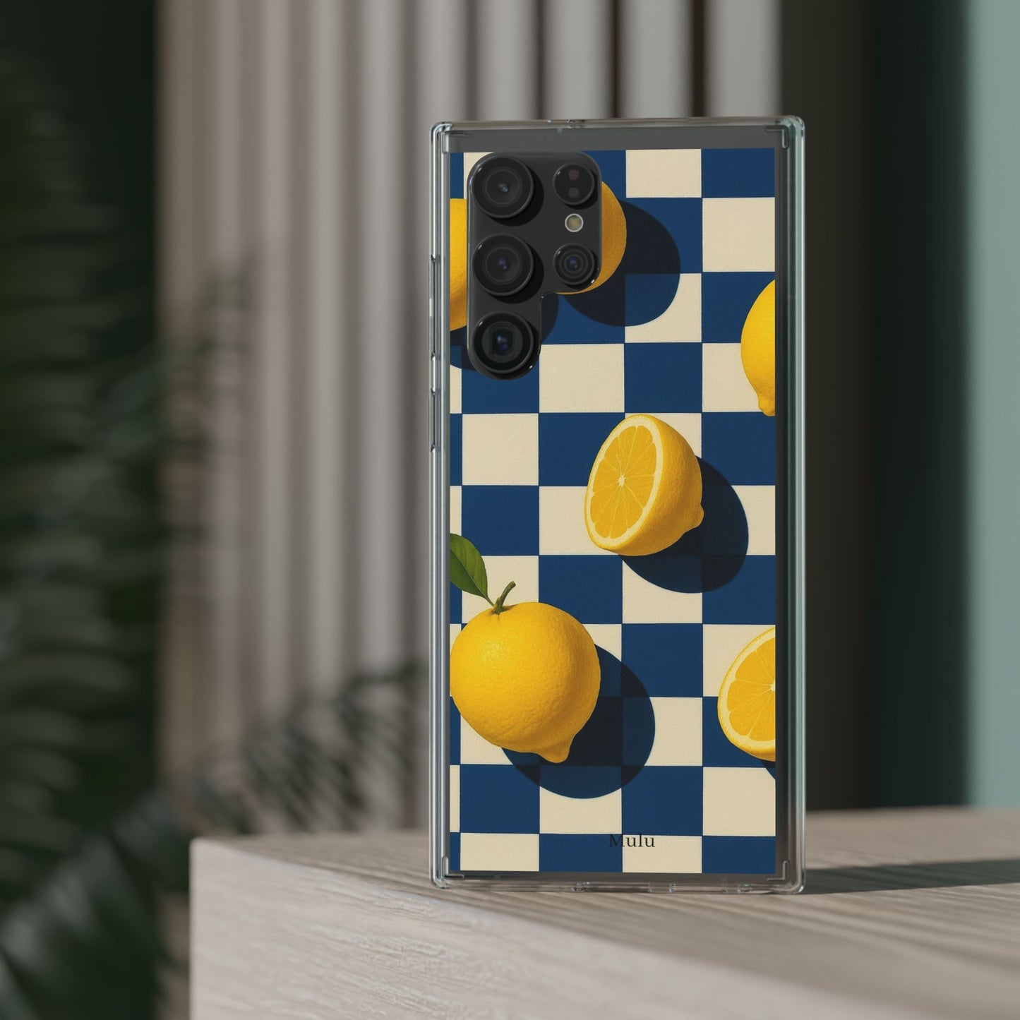 Clear Impact-Resistant Case — Retro Checkered Lemons Phone Case