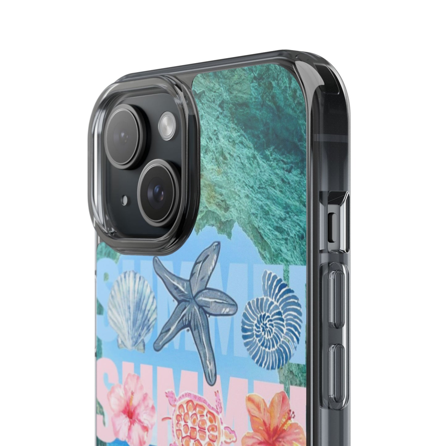 Clear Summer Beach Phone Case — Impact‑Resistant Tropical Design