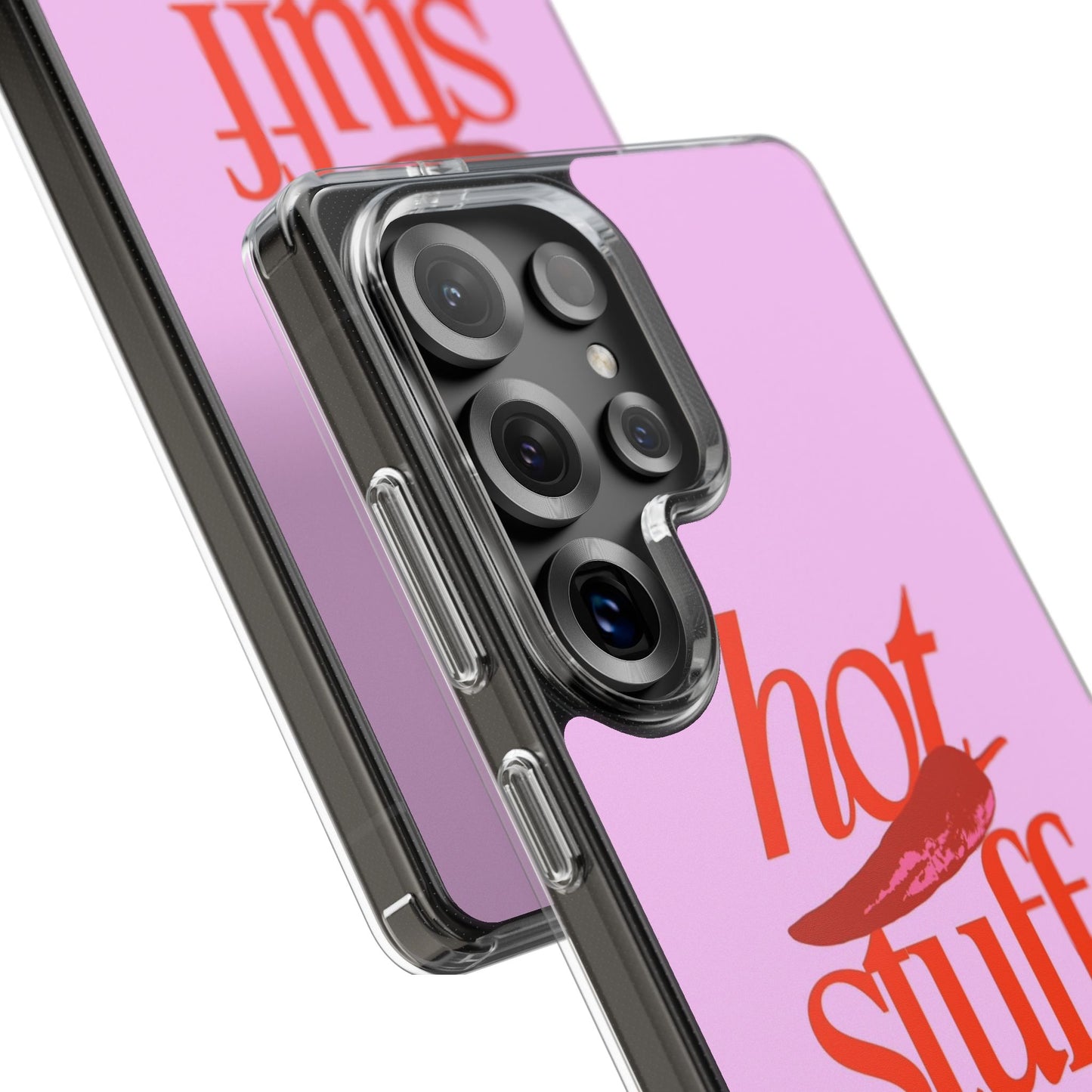 Hot Stuff Clear Impact Phone Case — Pink Retro Typography iPhone Cover