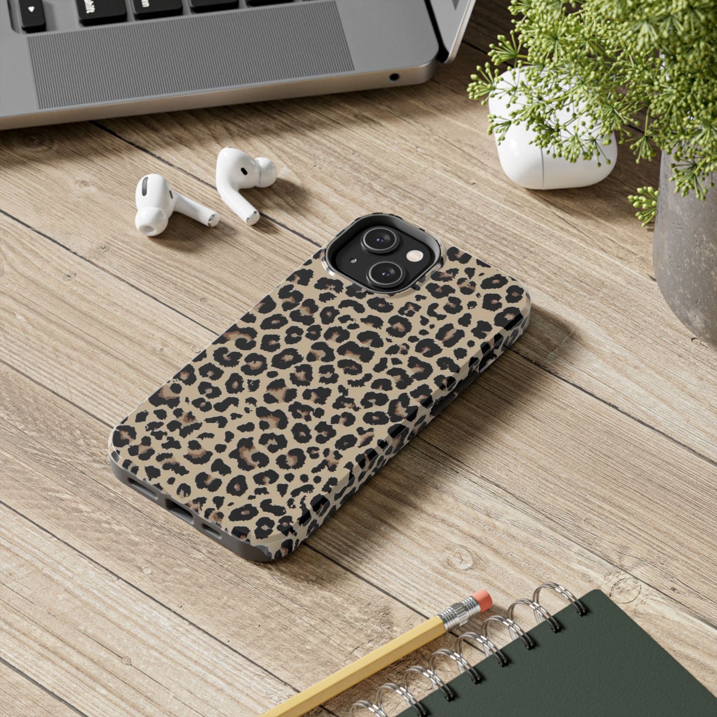 Leopard Print Tough Phone Case — Durable Protective iPhone Cover