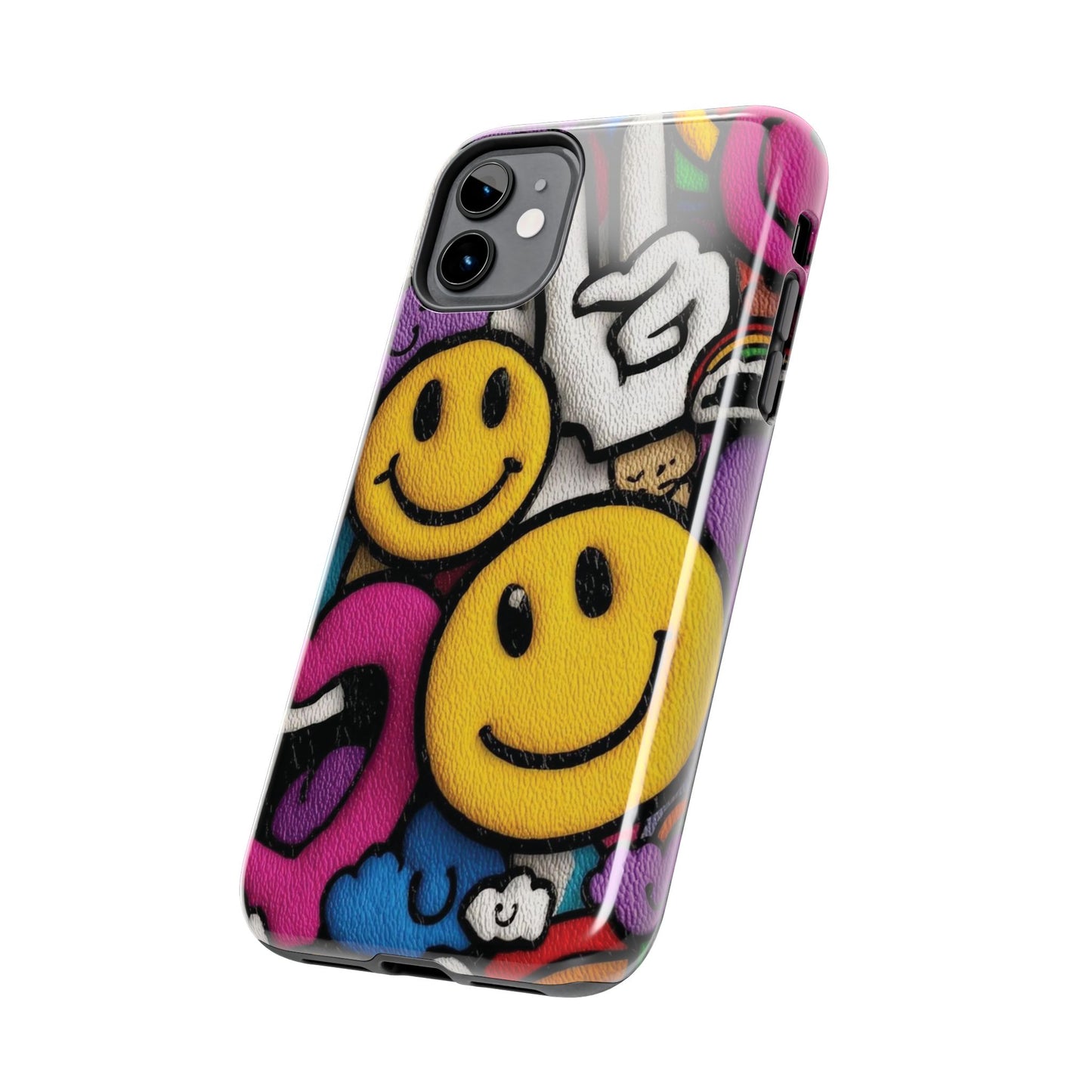 Smiley Graffiti Tough Phone Case – Colorful Urban Art Protection