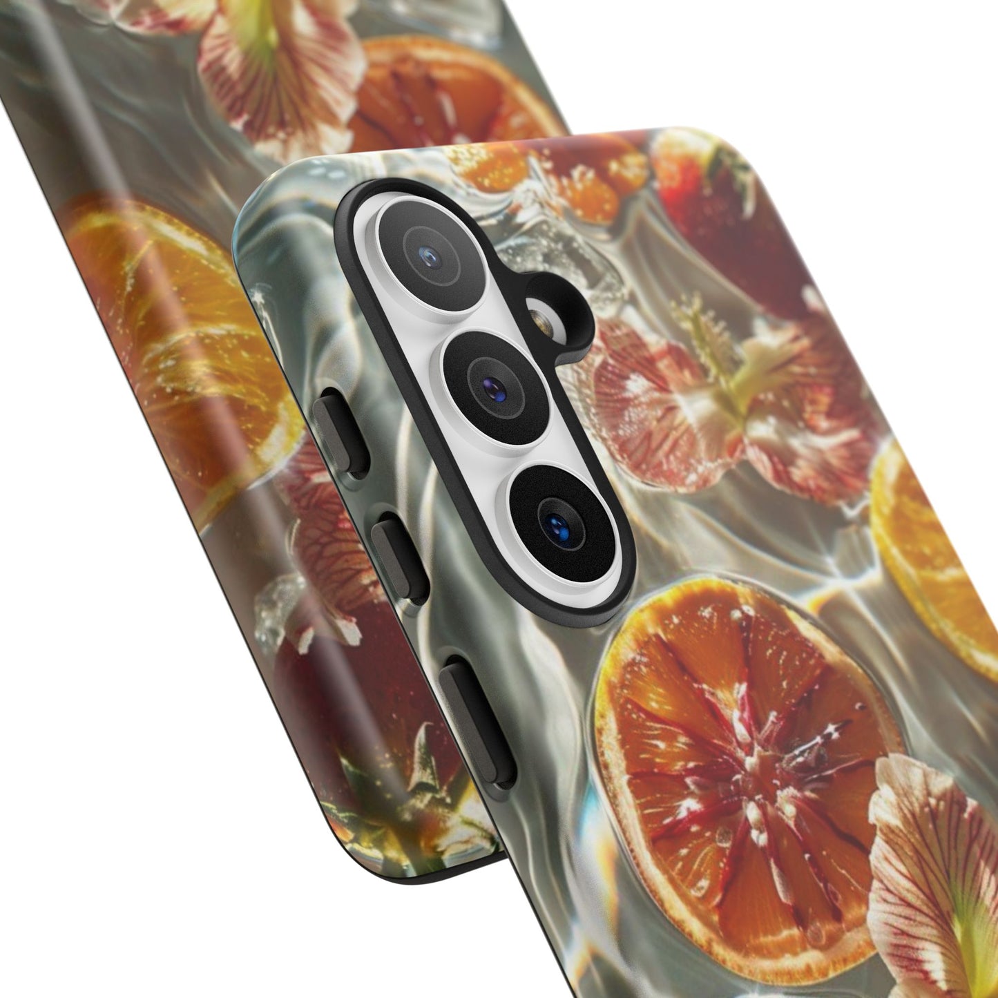 Citrus & Hibiscus Protective Phone Case – Summer Fruit Water Print Tough Case
