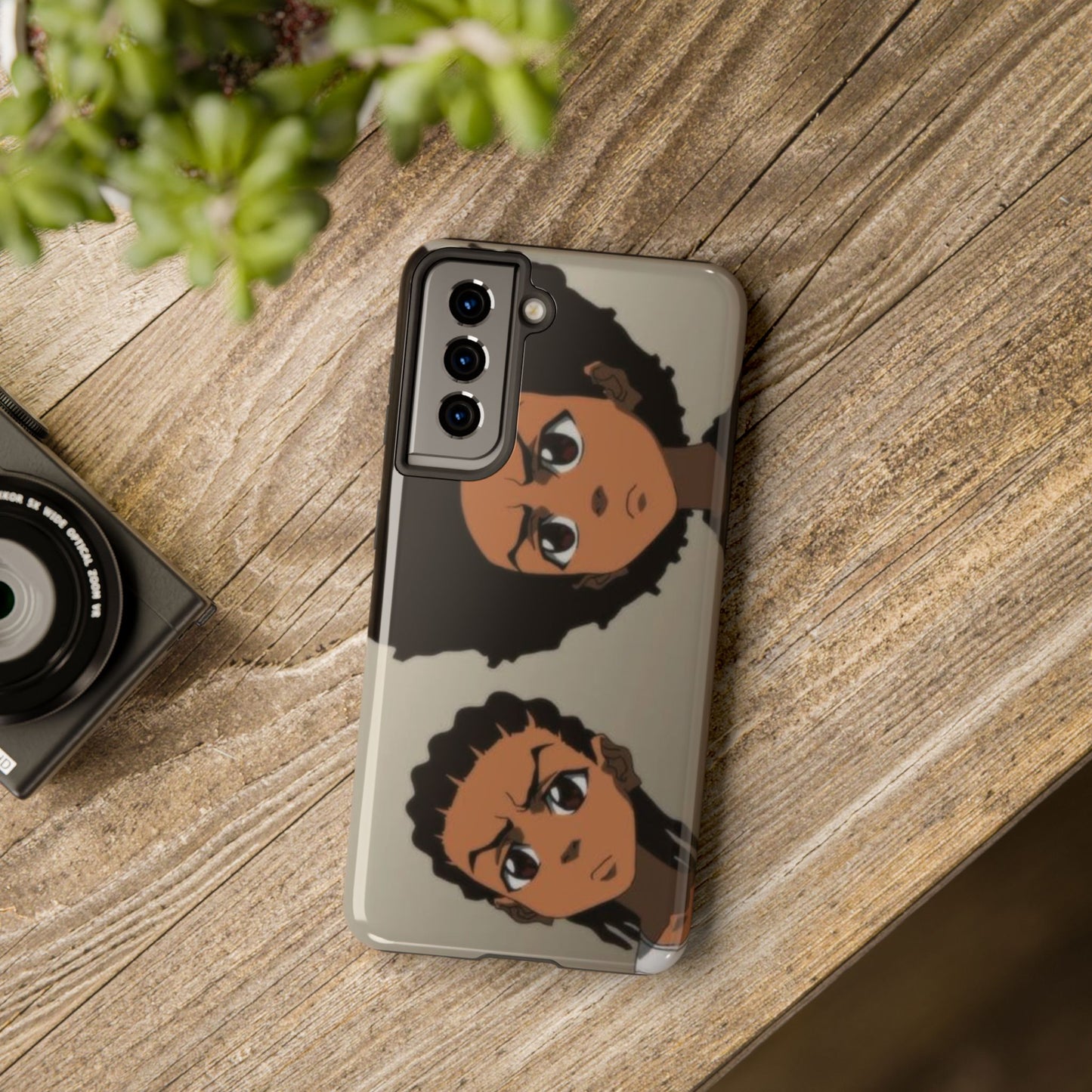 Tough Phone Case — Afro Anime Duo Face Design, Protective Shockproof Cover