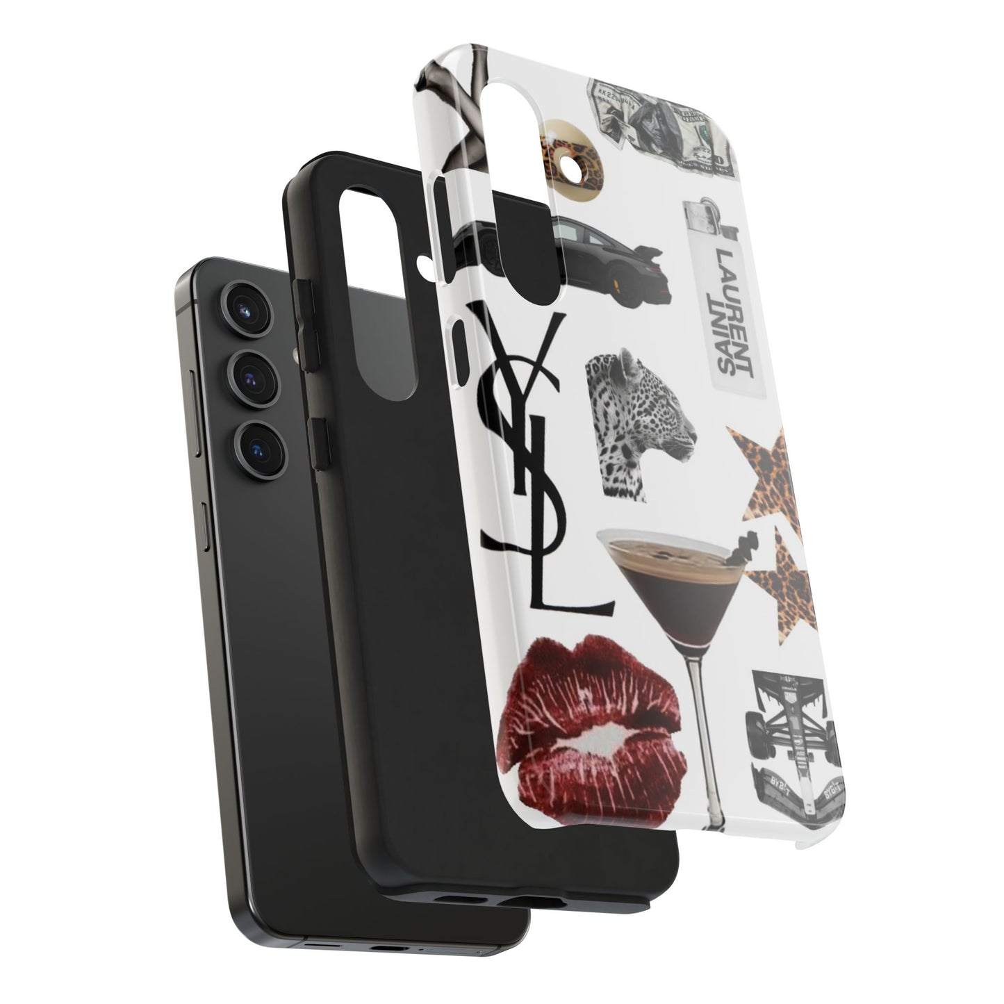 Tough Phone Case — Luxe Fashion Collage with Leopard, Martini & Kiss Print