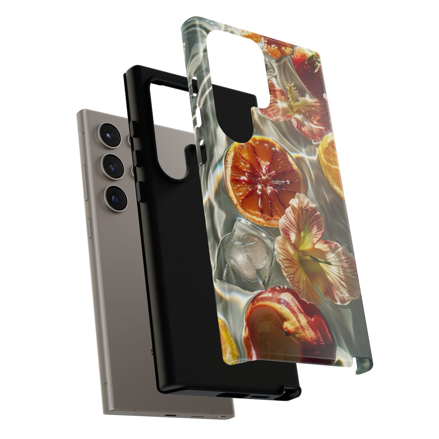 Citrus & Hibiscus Protective Phone Case – Summer Fruit Water Print Tough Case