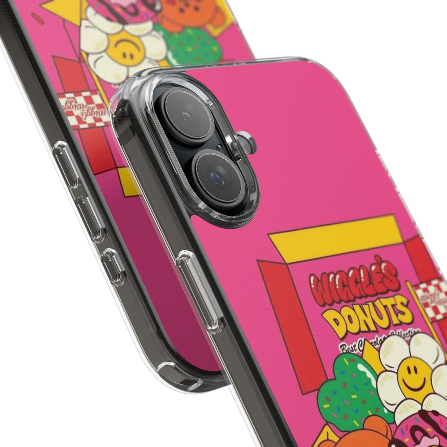 Donut Box Cute Phone Case — Clear Impact‑Resistant iPhone Cover with Smiling Donuts