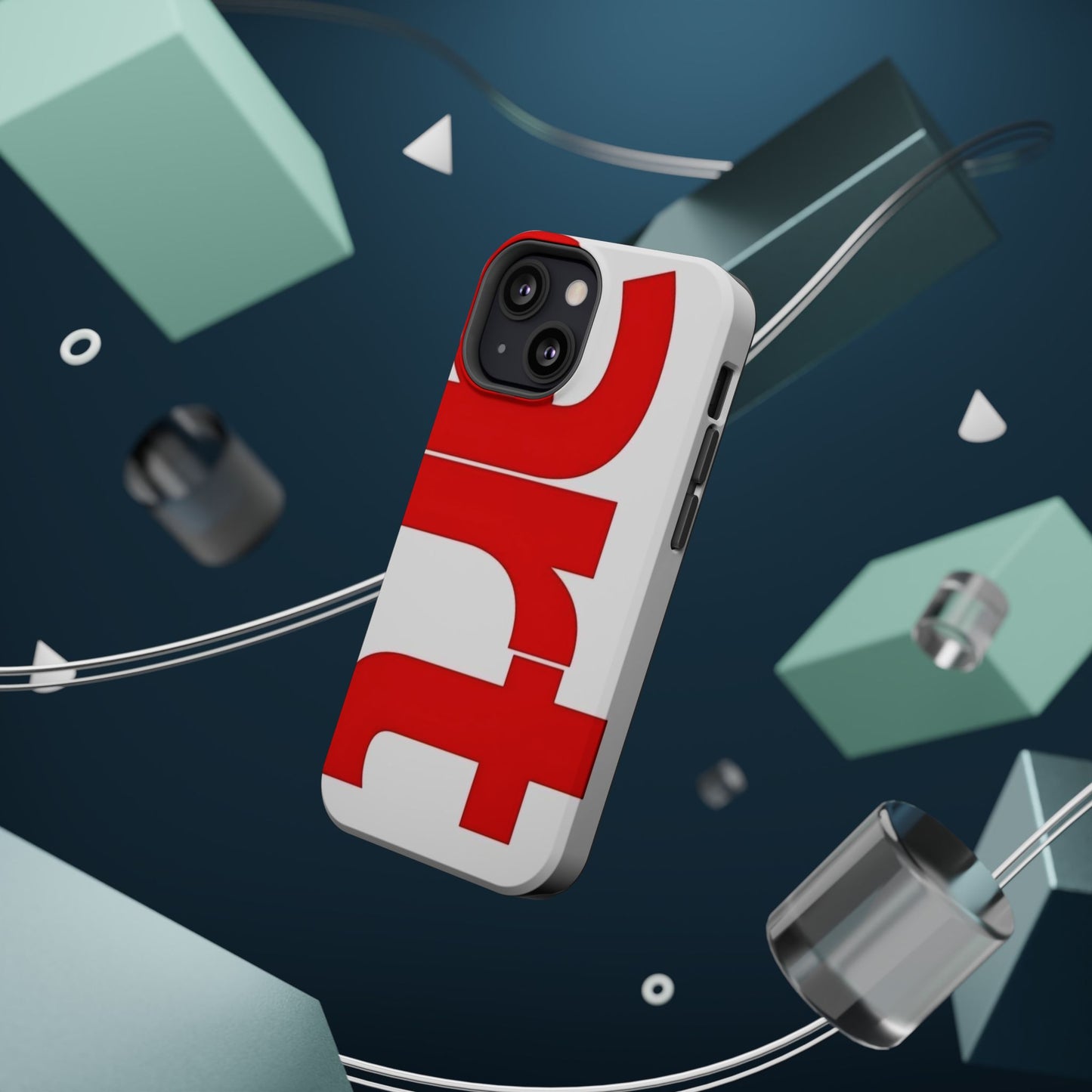 Magnetic Impact-Resistant Phone Case — Bold Red Typographic Design