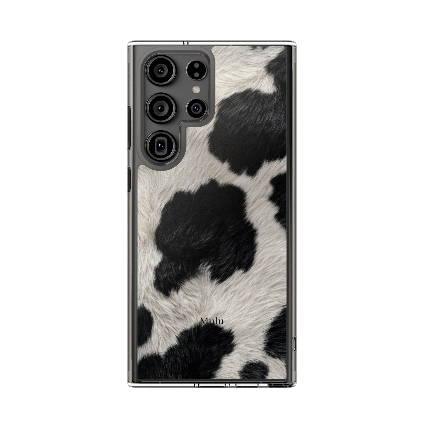 Cow Print Clear Impact Phone Case — Faux Fur Black & White Protection
