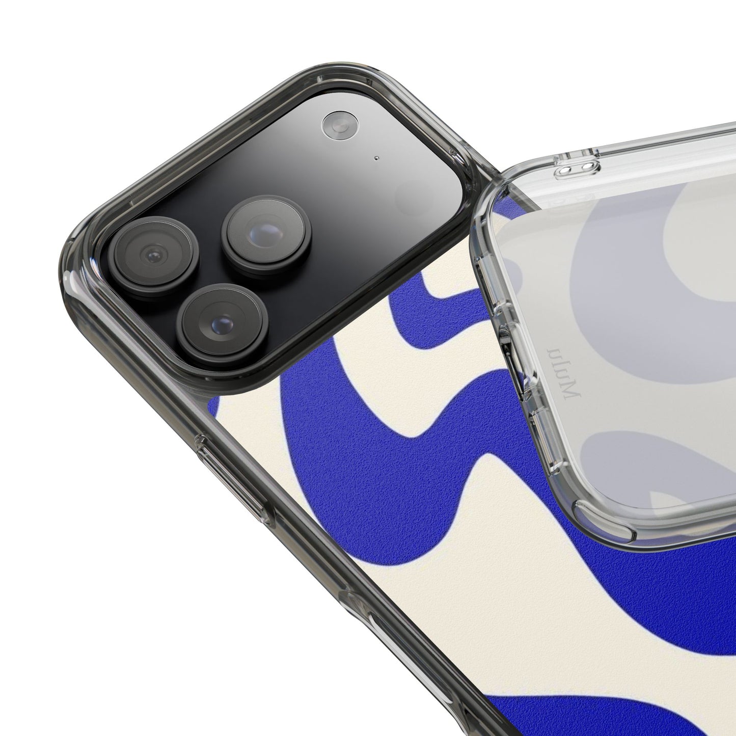 Clear Impact-Resistant Case — Blue Abstract Wavy Pattern
