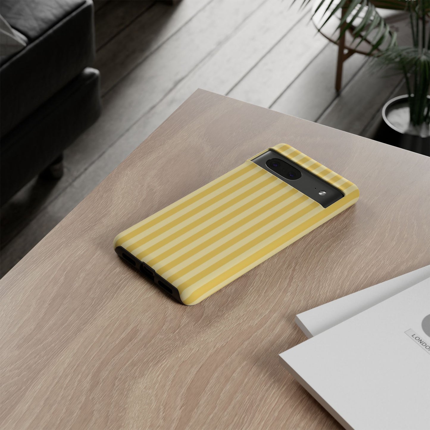 Yellow Stripe Tough Phone Case — Durable Protective iPhone Cover