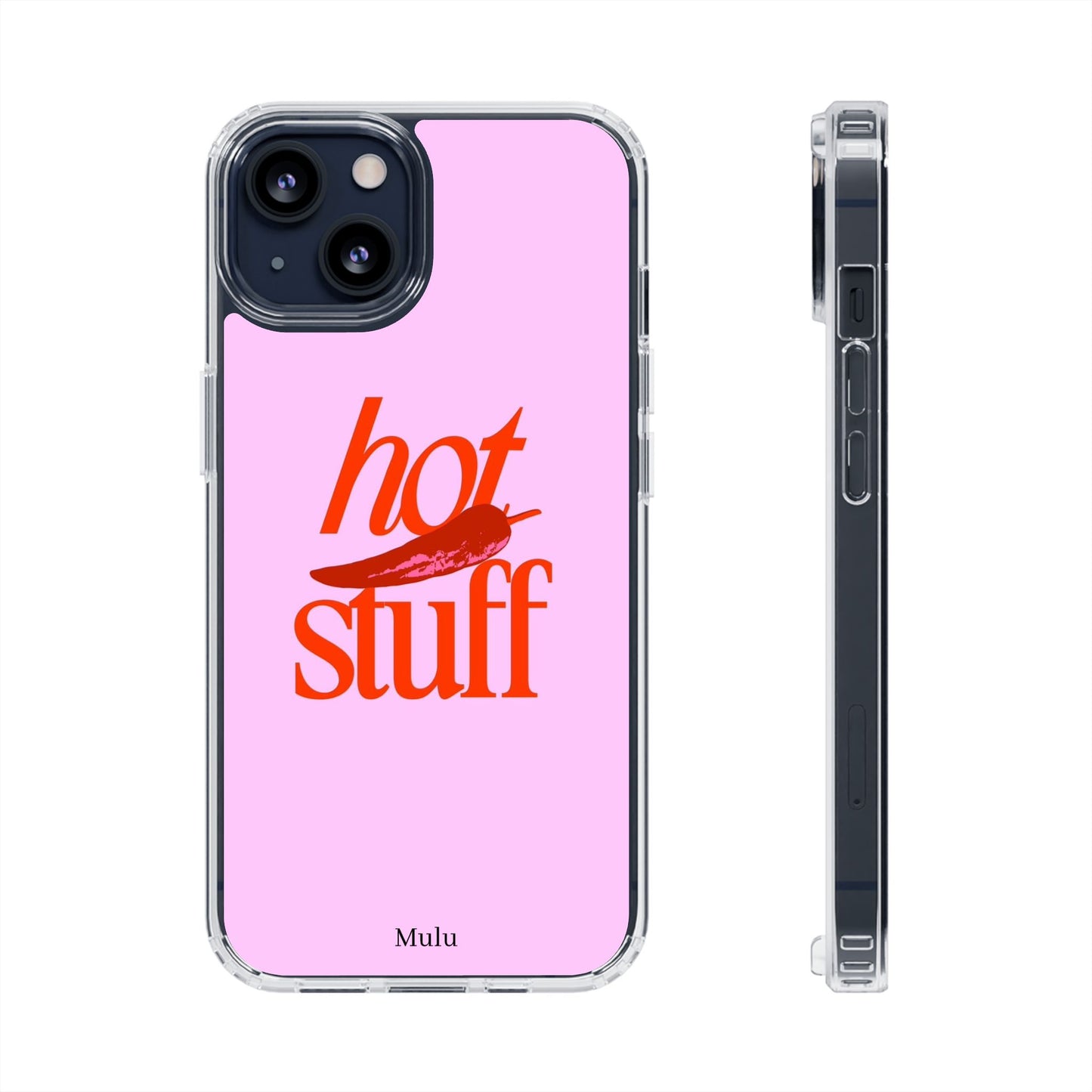 Hot Stuff Clear Impact Phone Case — Pink Retro Typography iPhone Cover