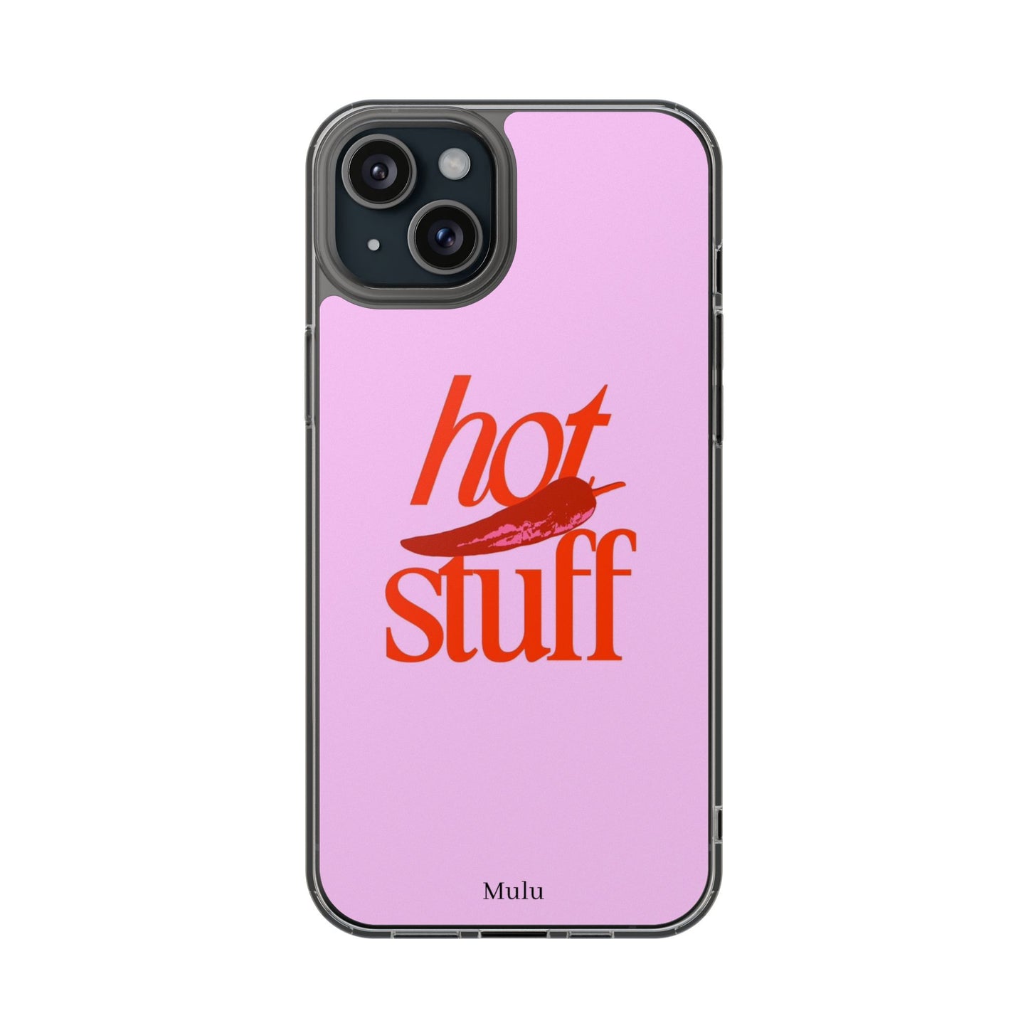 Hot Stuff Clear Impact Phone Case — Pink Retro Typography iPhone Cover