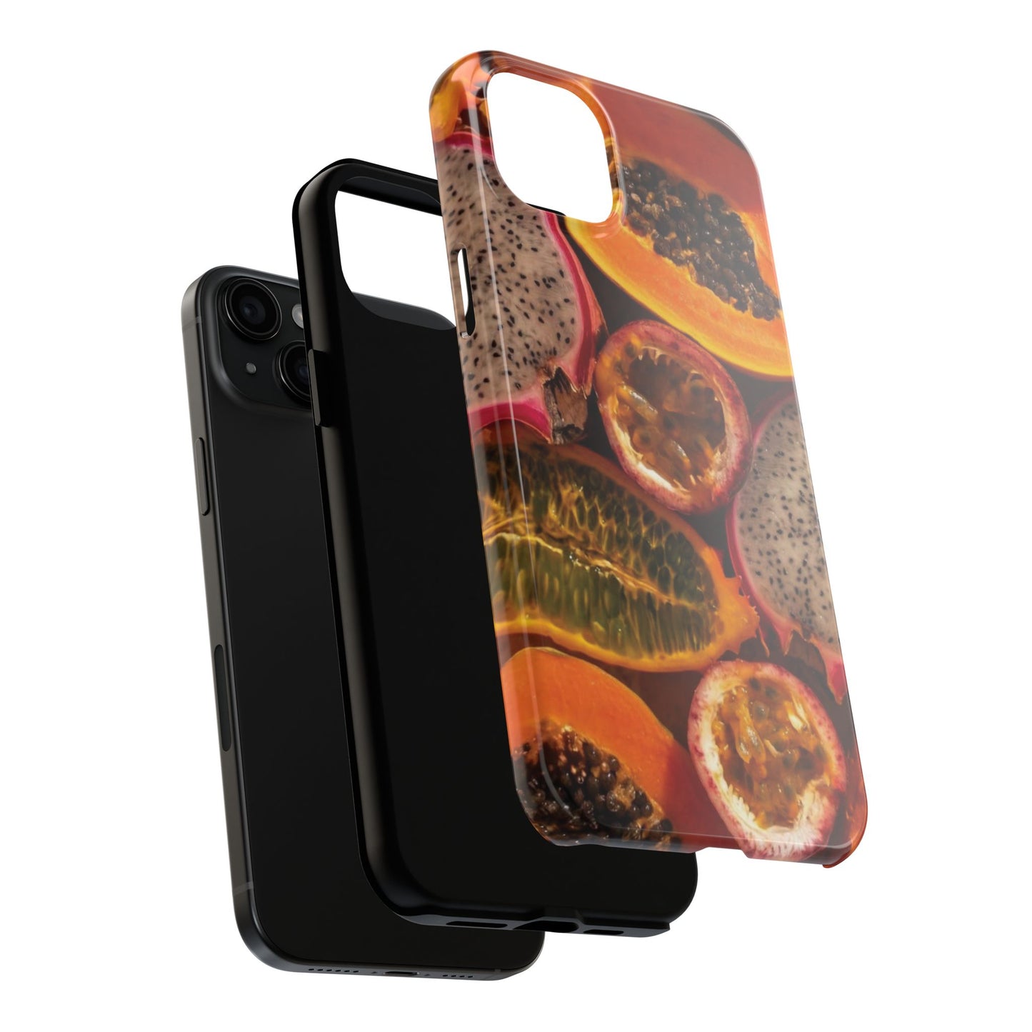 Tropical Fruit Tough Phone Case — Papaya & Dragon Fruit Design