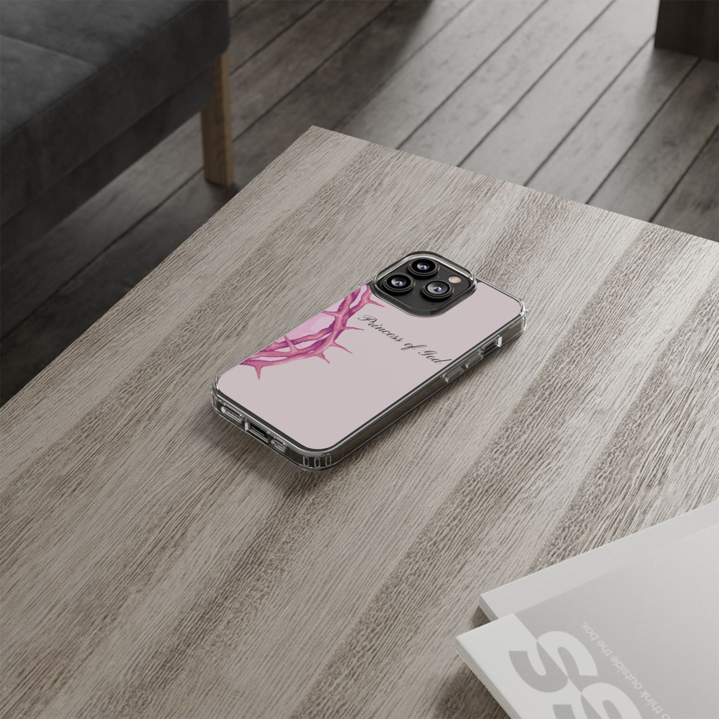 Phone Case — "Princess of God" Pink Crown of Thorns Clear Impact-Resistant Case