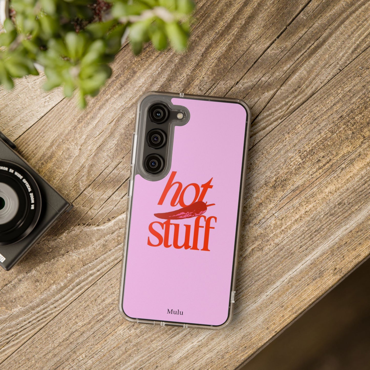 Hot Stuff Clear Impact Phone Case — Pink Retro Typography iPhone Cover