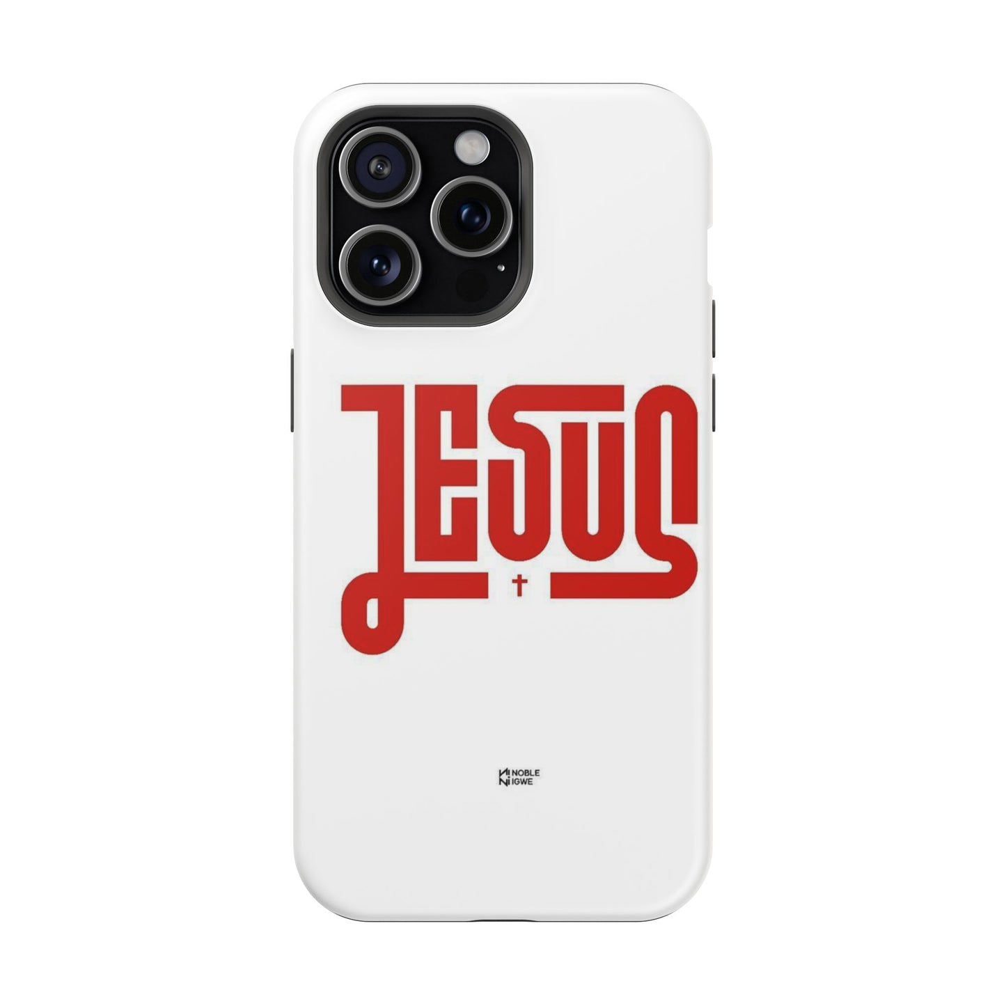 Jesus Magnetic Impact‑Resistant Phone Case — Bold Red Script Christian iPhone Cover