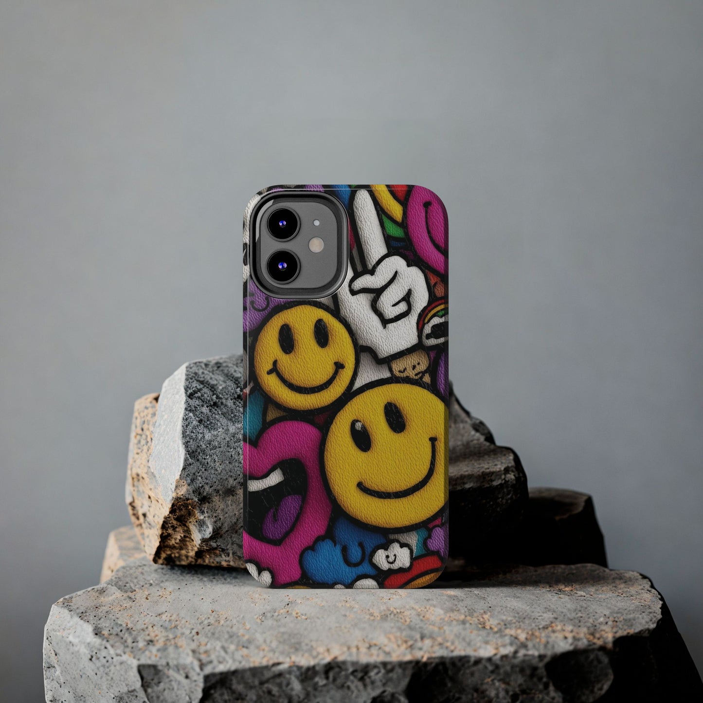 Smiley Graffiti Tough Phone Case – Colorful Urban Art Protection