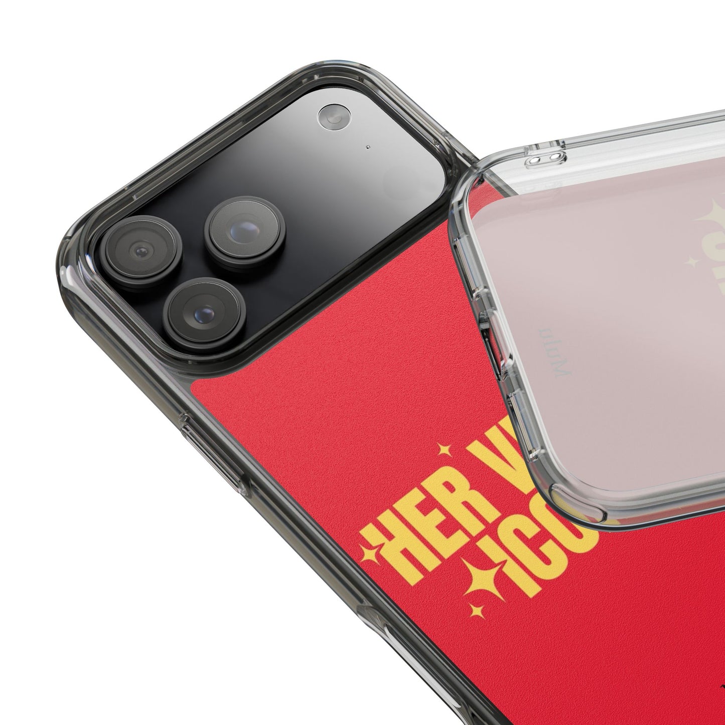 Clear Impact-Resistant Phone Case — "Her Vibe Is Iconic" Red Protective Cover