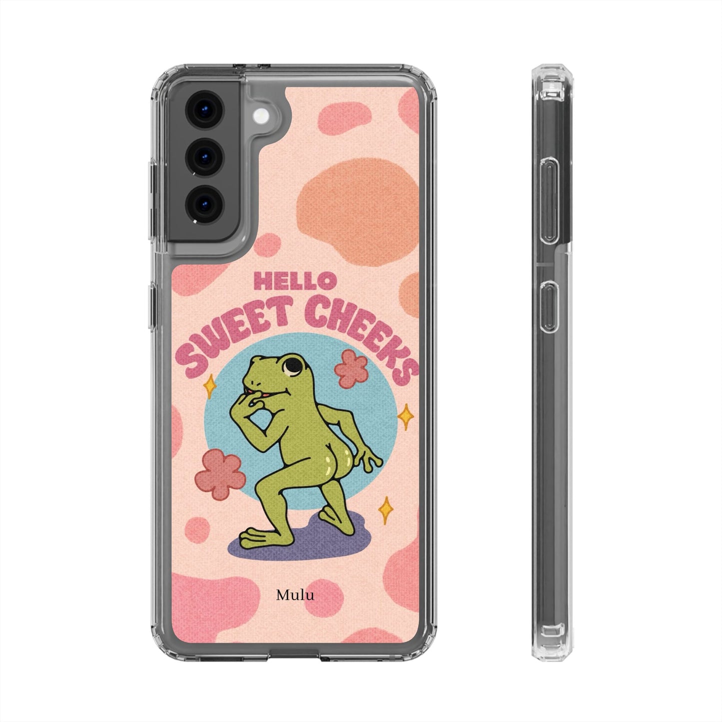 Clear Impact Phone Case — "Hello Sweet Cheeks" Retro Frog Design