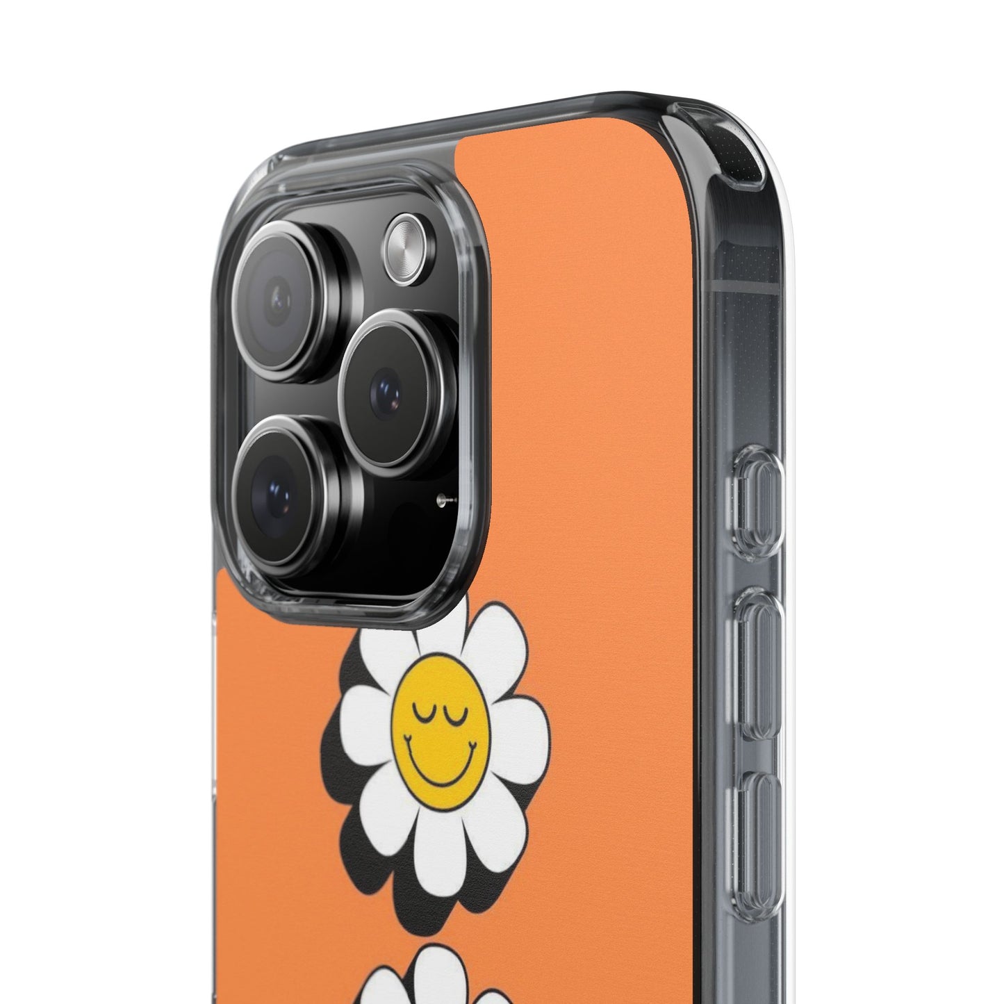Phone Case — Orange Smiley Daisy Clear Impact‑Resistant Case