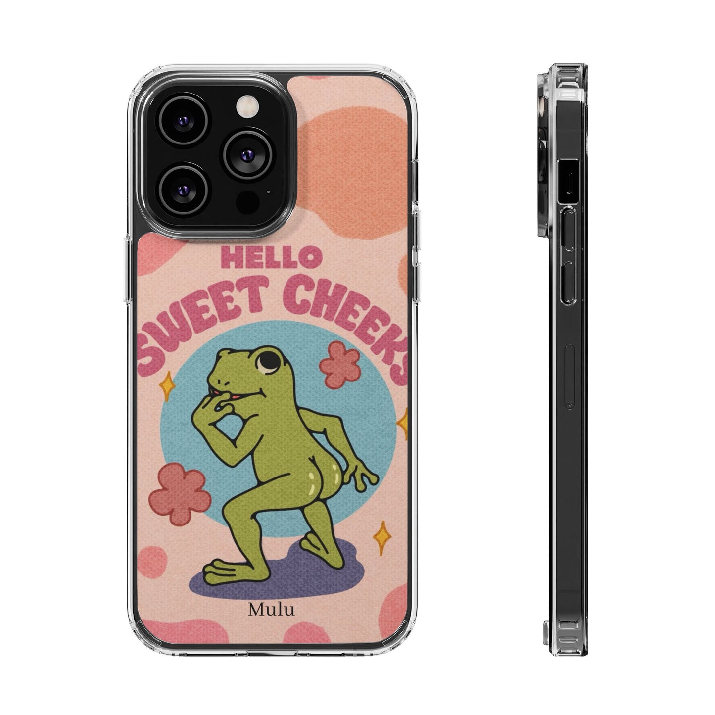 Clear Impact Phone Case — "Hello Sweet Cheeks" Retro Frog Design