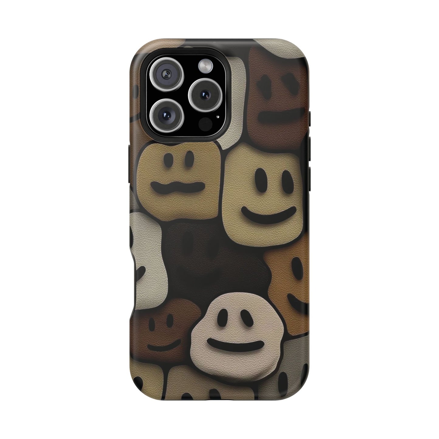 Magnetic Impact-Resistant Case — Brown Smiley Tile Phone Cover