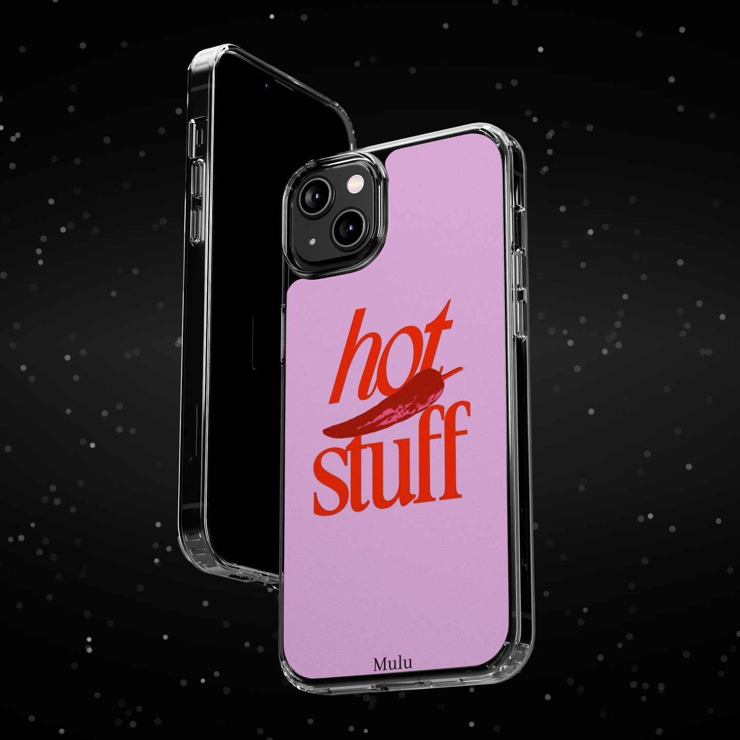 Hot Stuff Clear Impact Phone Case — Pink Retro Typography iPhone Cover