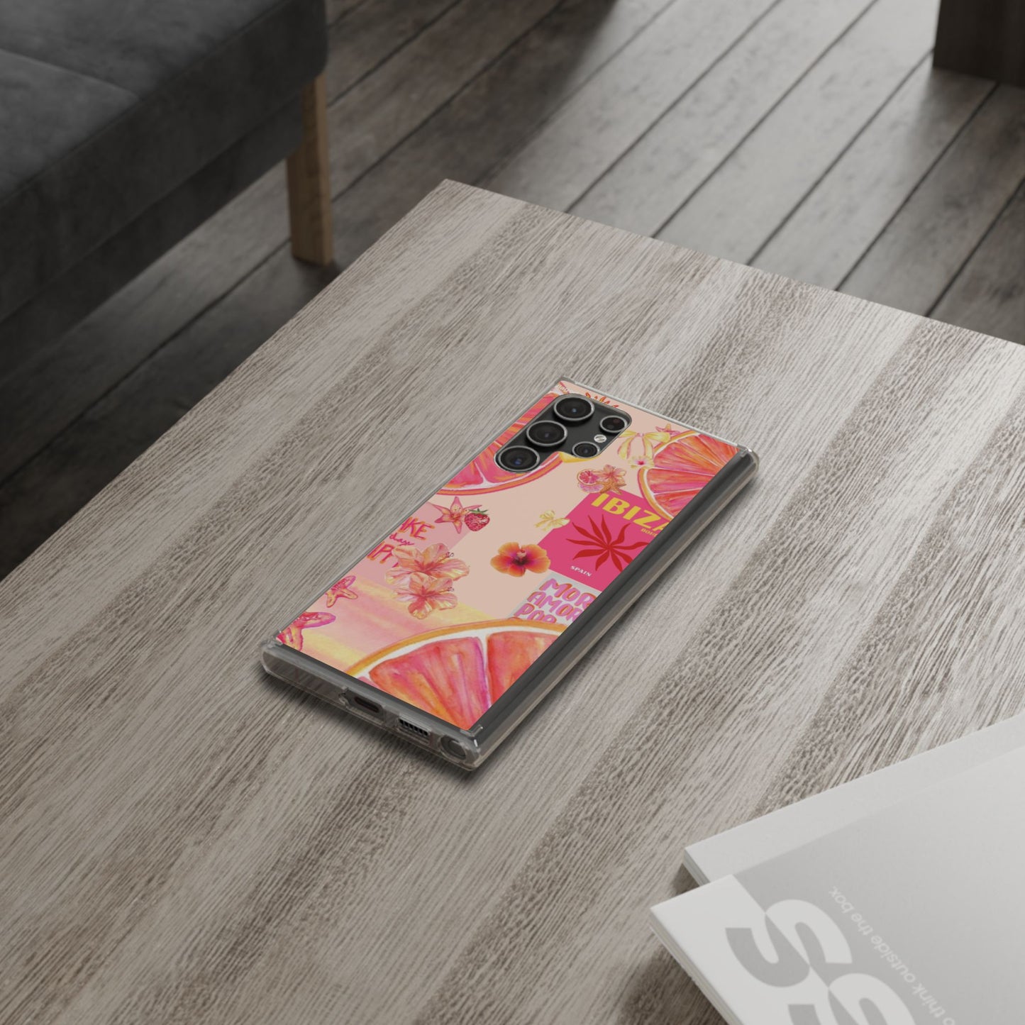 Clear Impact Phone Case — Pink Ibiza Citrus Floral Design