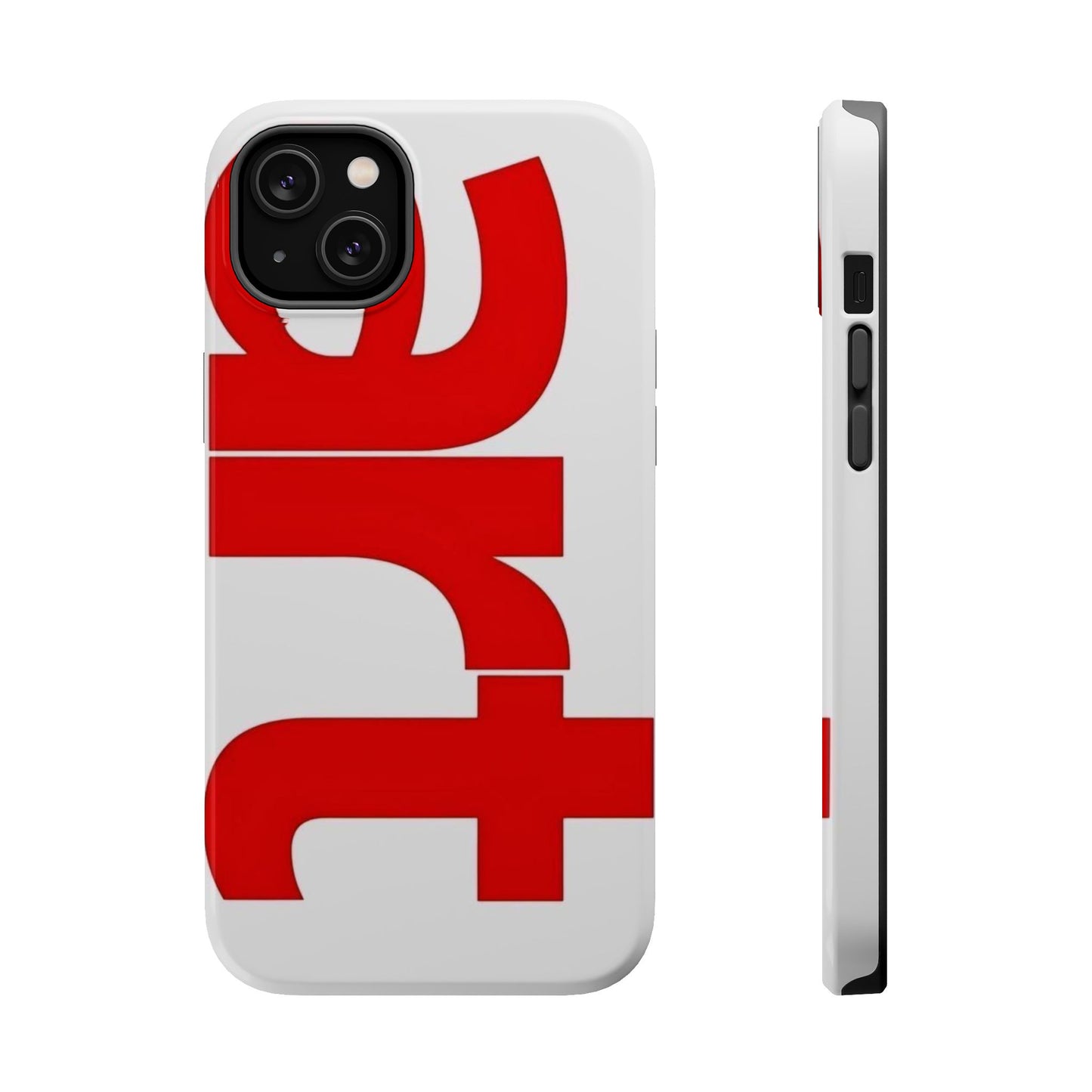 Magnetic Impact-Resistant Phone Case — Bold Red Typographic Design