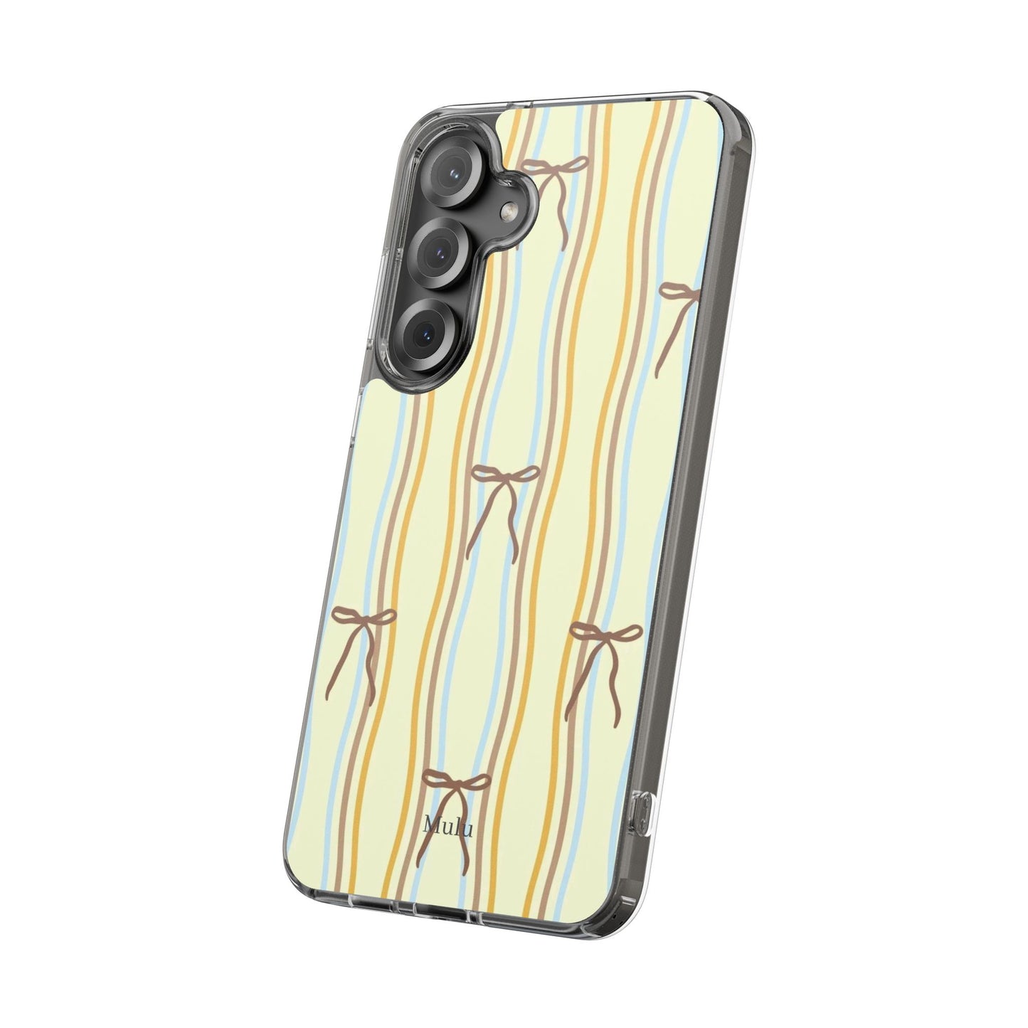 Ballet Ribbon Stripe Clear Impact Phone Case — Pastel Yellow Protective Cover