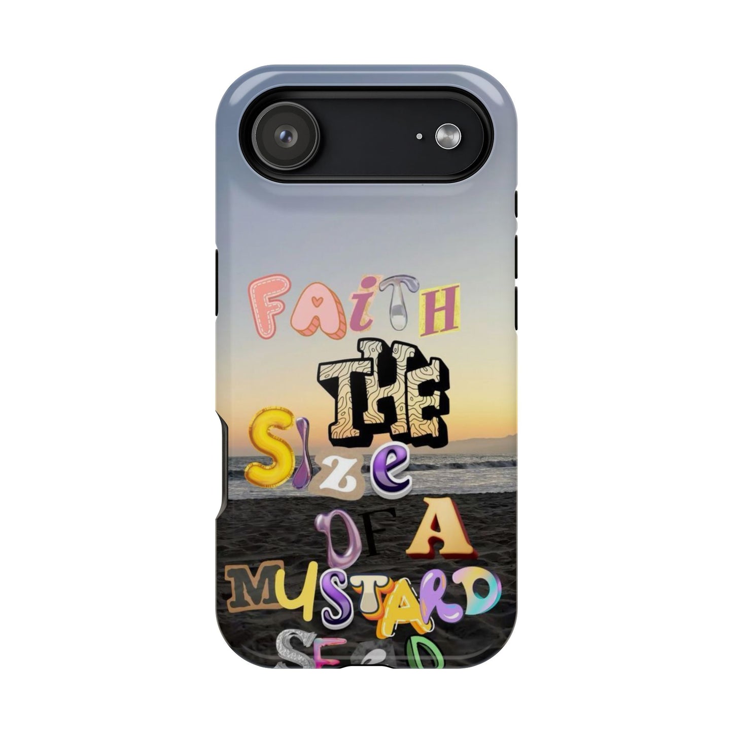 Magnetic Impact-Resistant Phone Case — "Faith the Size of a Mustard Seed" Sunset Design