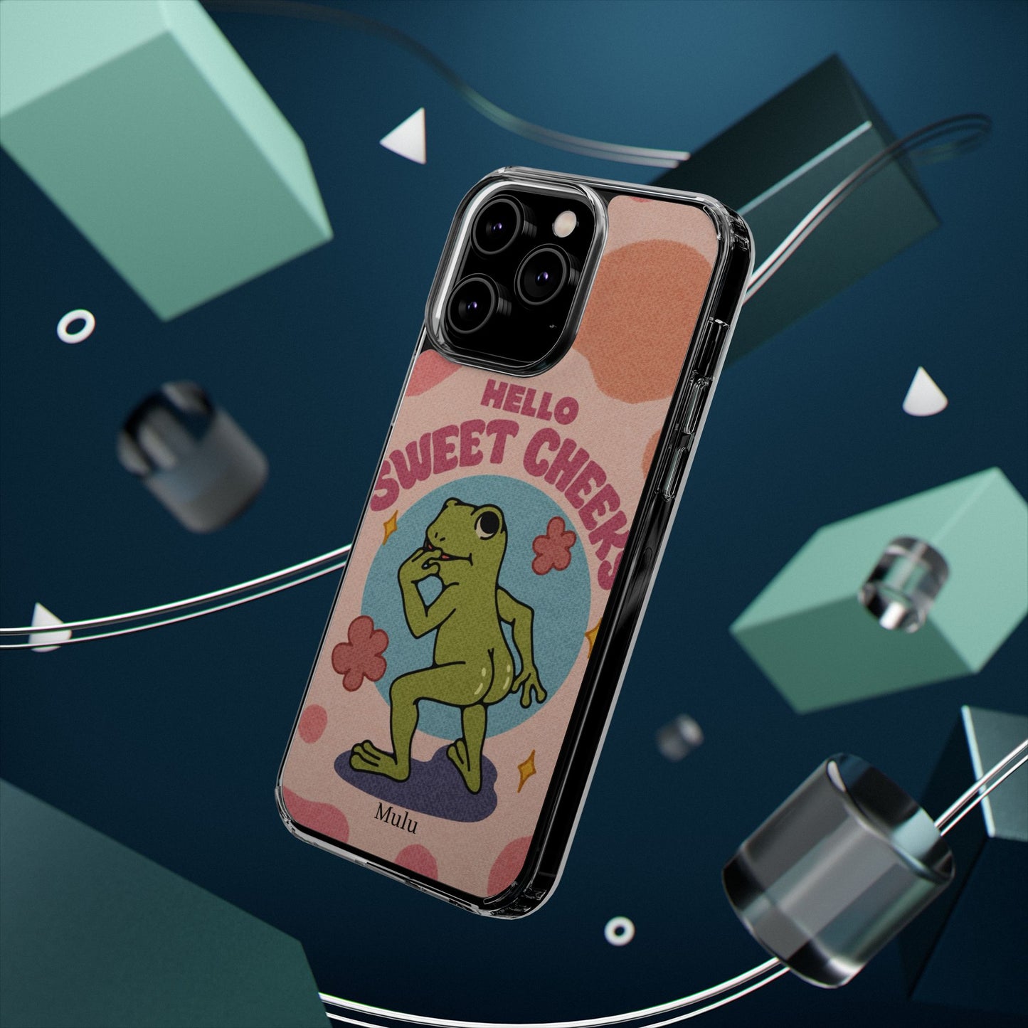 Clear Impact Phone Case — "Hello Sweet Cheeks" Retro Frog Design