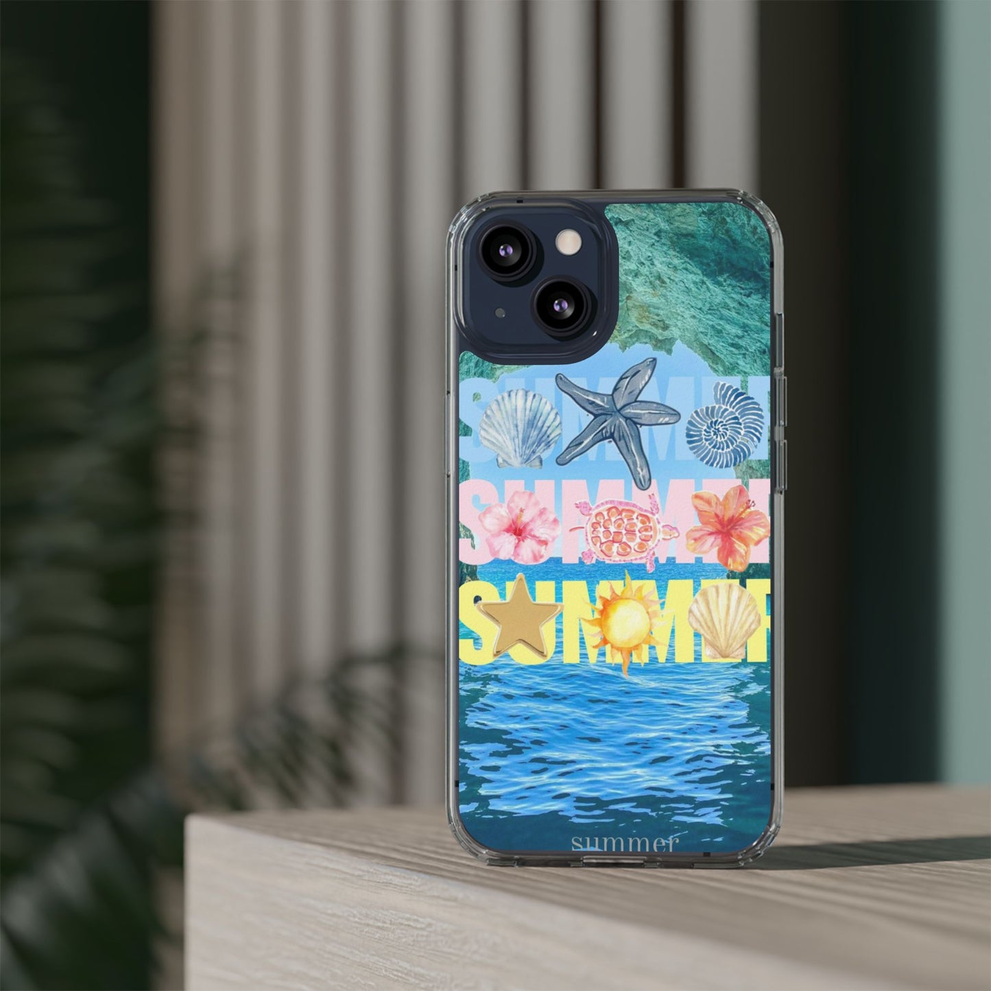 Clear Summer Beach Phone Case — Impact‑Resistant Tropical Design