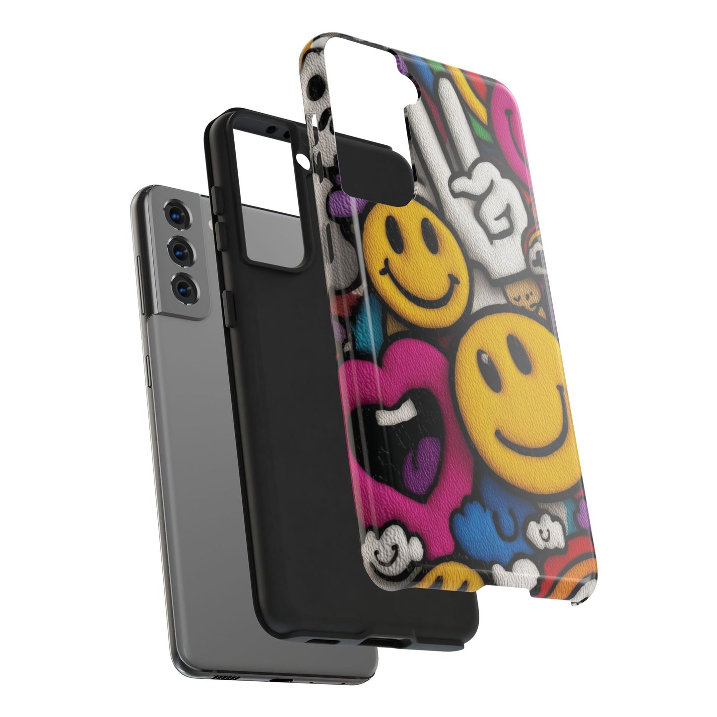 Smiley Graffiti Tough Phone Case – Colorful Urban Art Protection