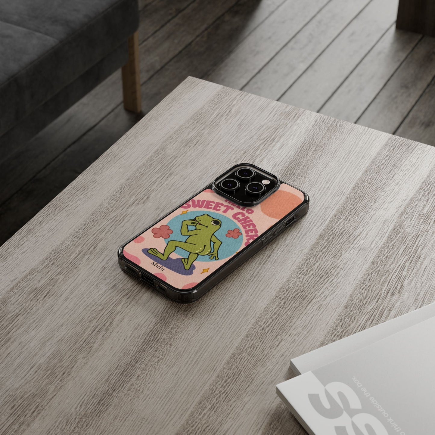 Clear Impact Phone Case — "Hello Sweet Cheeks" Retro Frog Design
