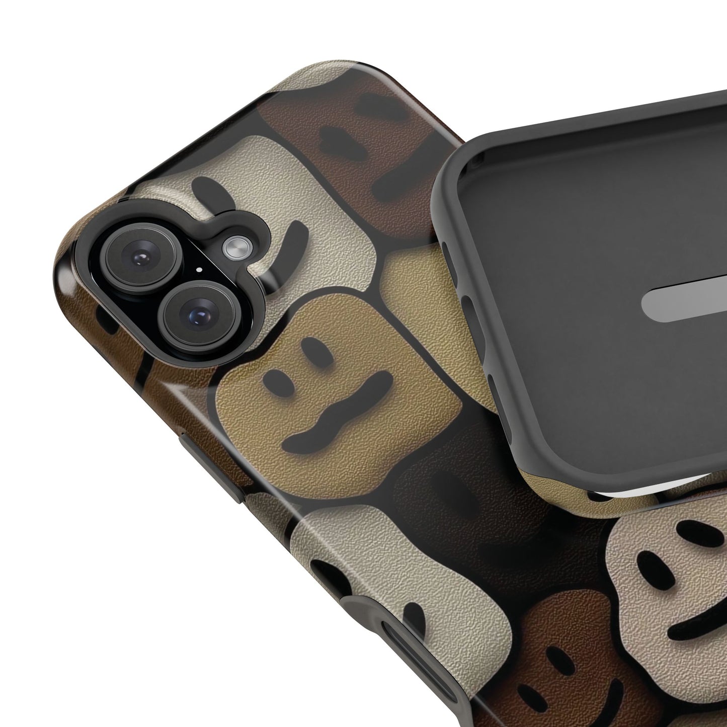 Magnetic Impact-Resistant Case — Brown Smiley Tile Phone Cover