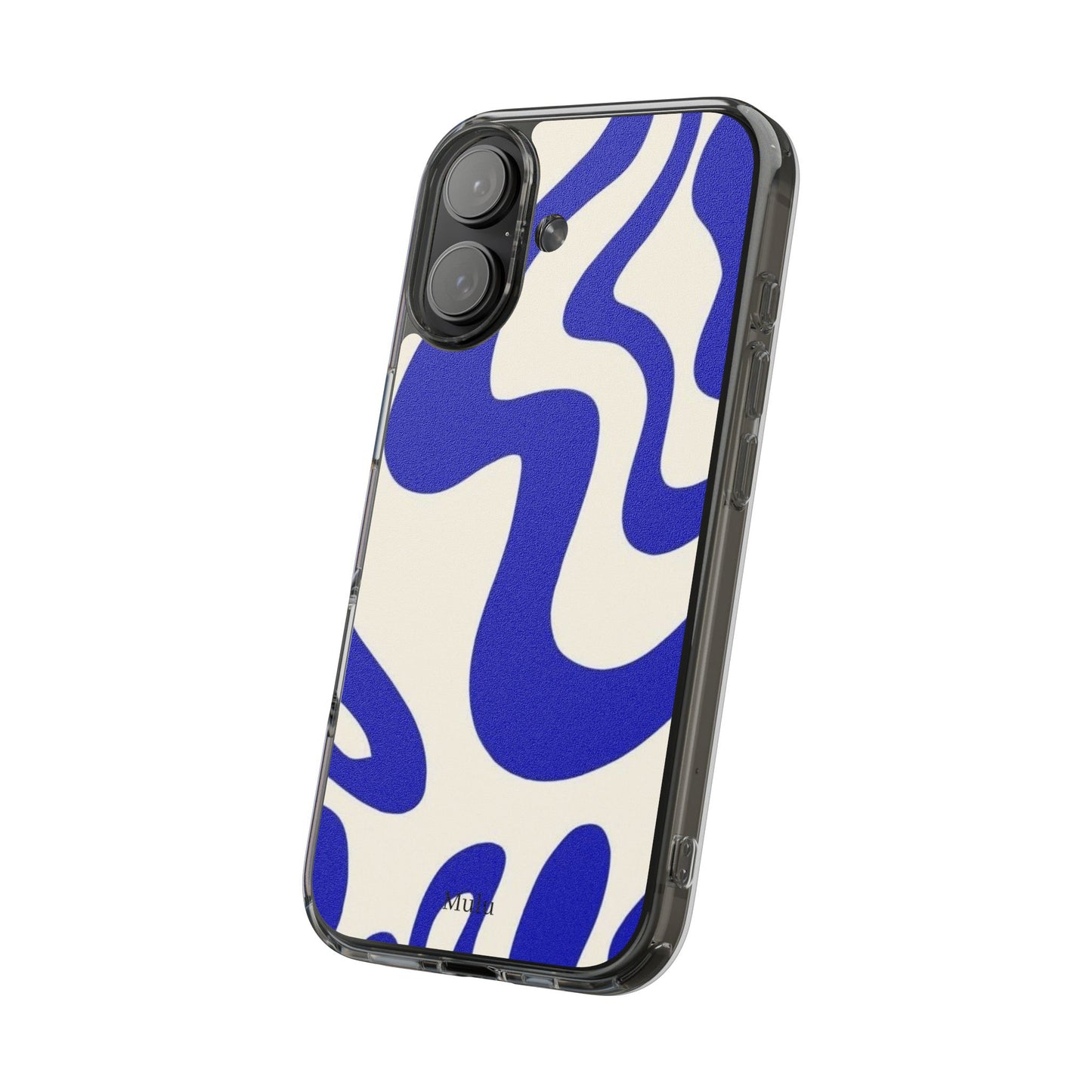 Clear Impact-Resistant Case — Blue Abstract Wavy Pattern