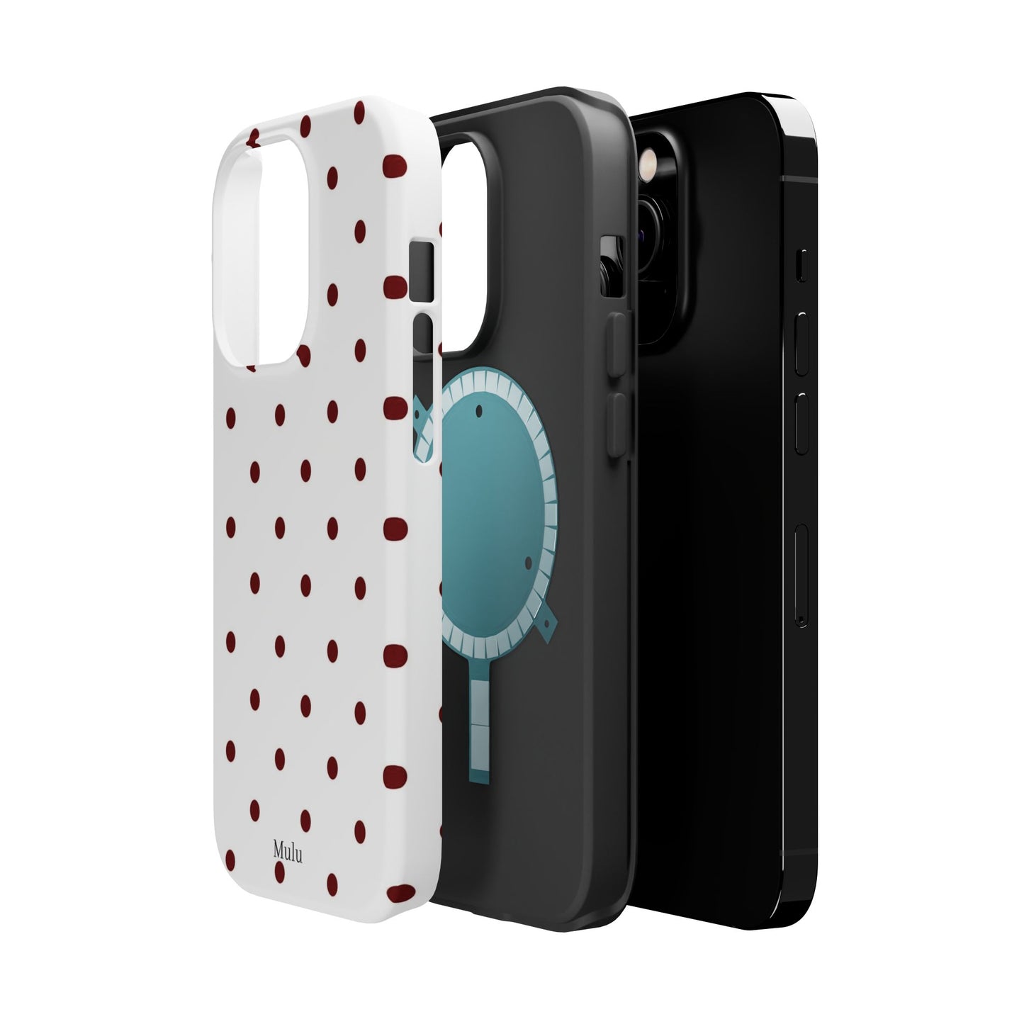 Polka Dot Magnetic Impact-Resistant Phone Case — Red Dots on White