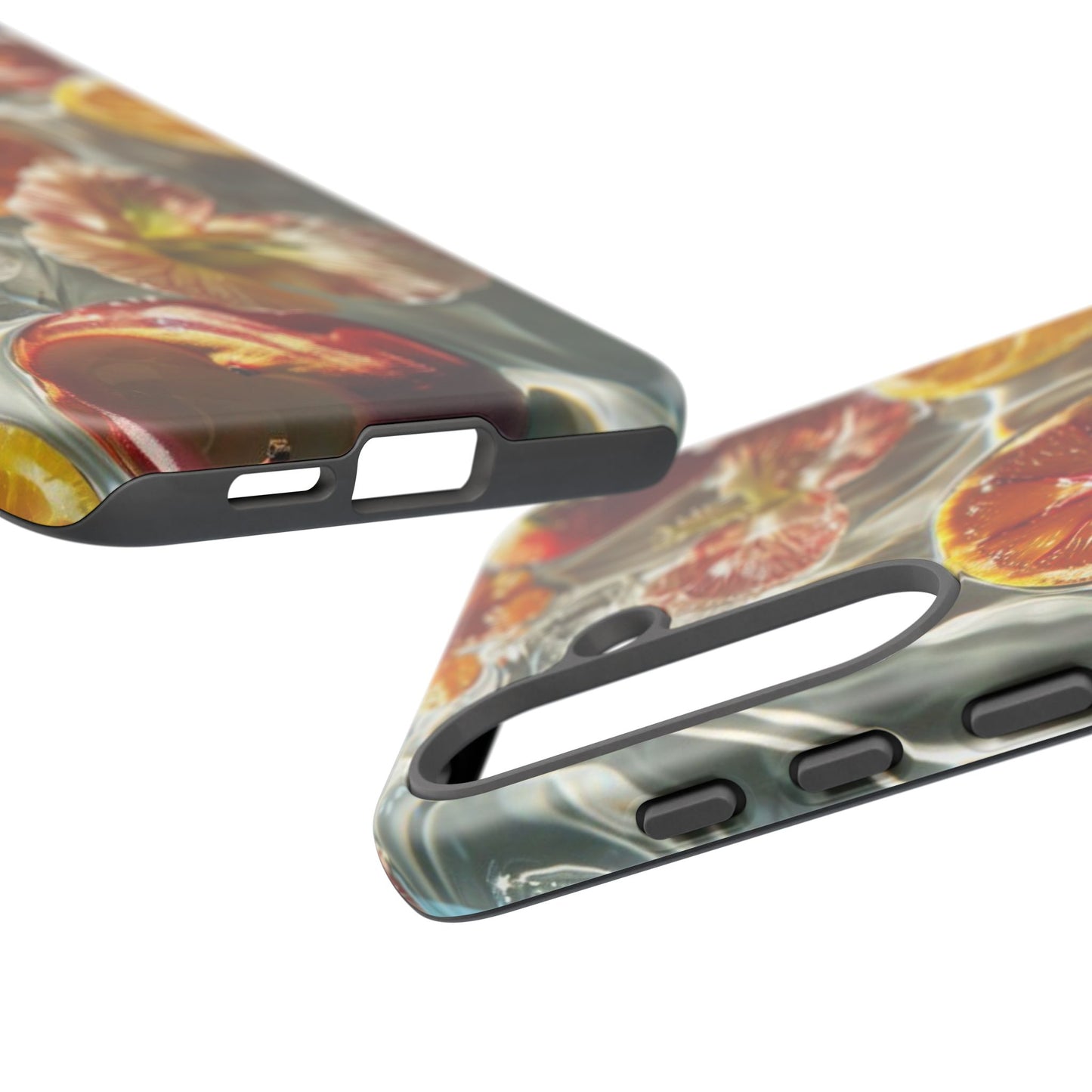 Citrus & Hibiscus Protective Phone Case – Summer Fruit Water Print Tough Case